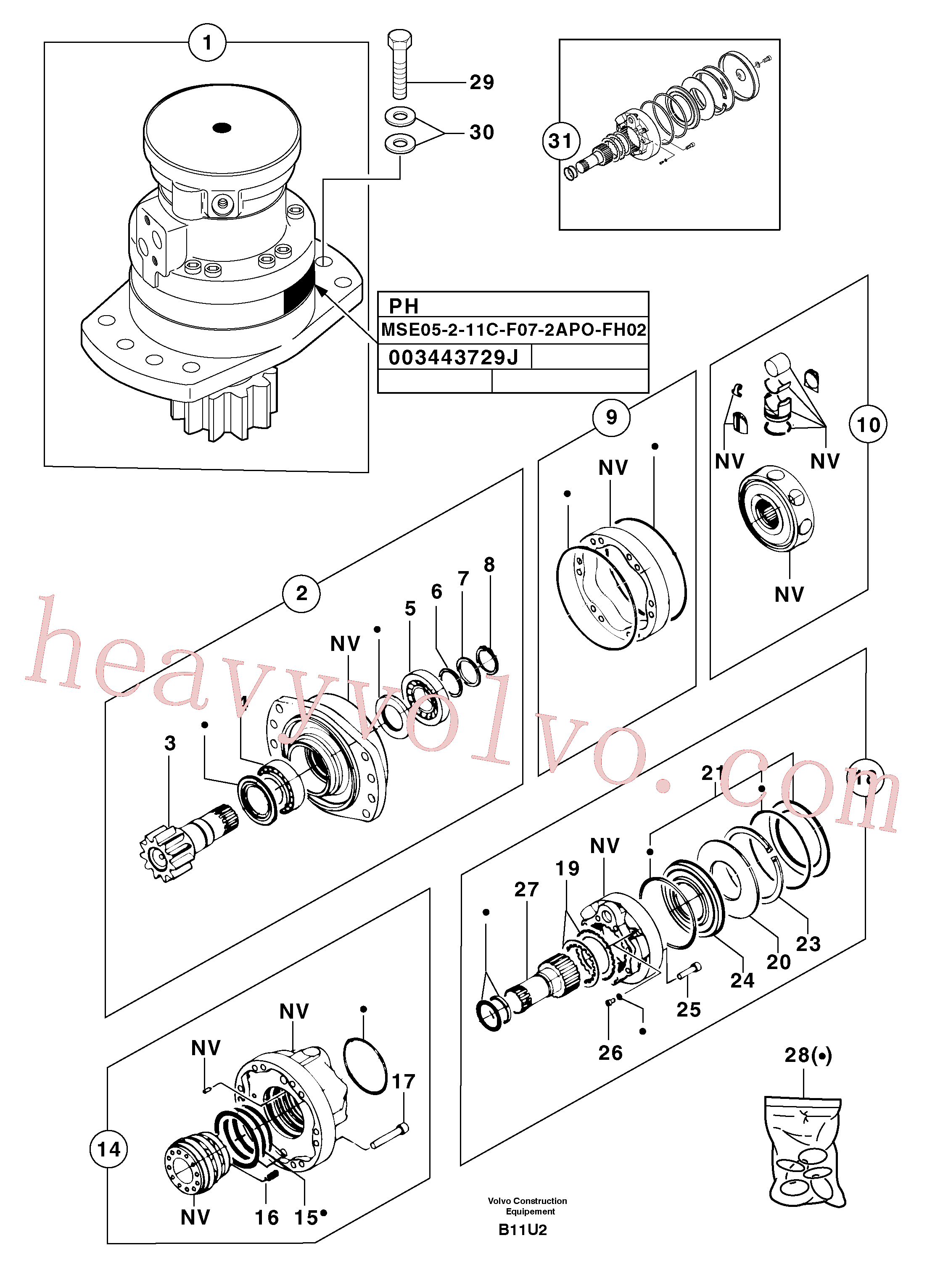 PJ4480023 for Volvo Slewing gear motor(B11U2 assembly)