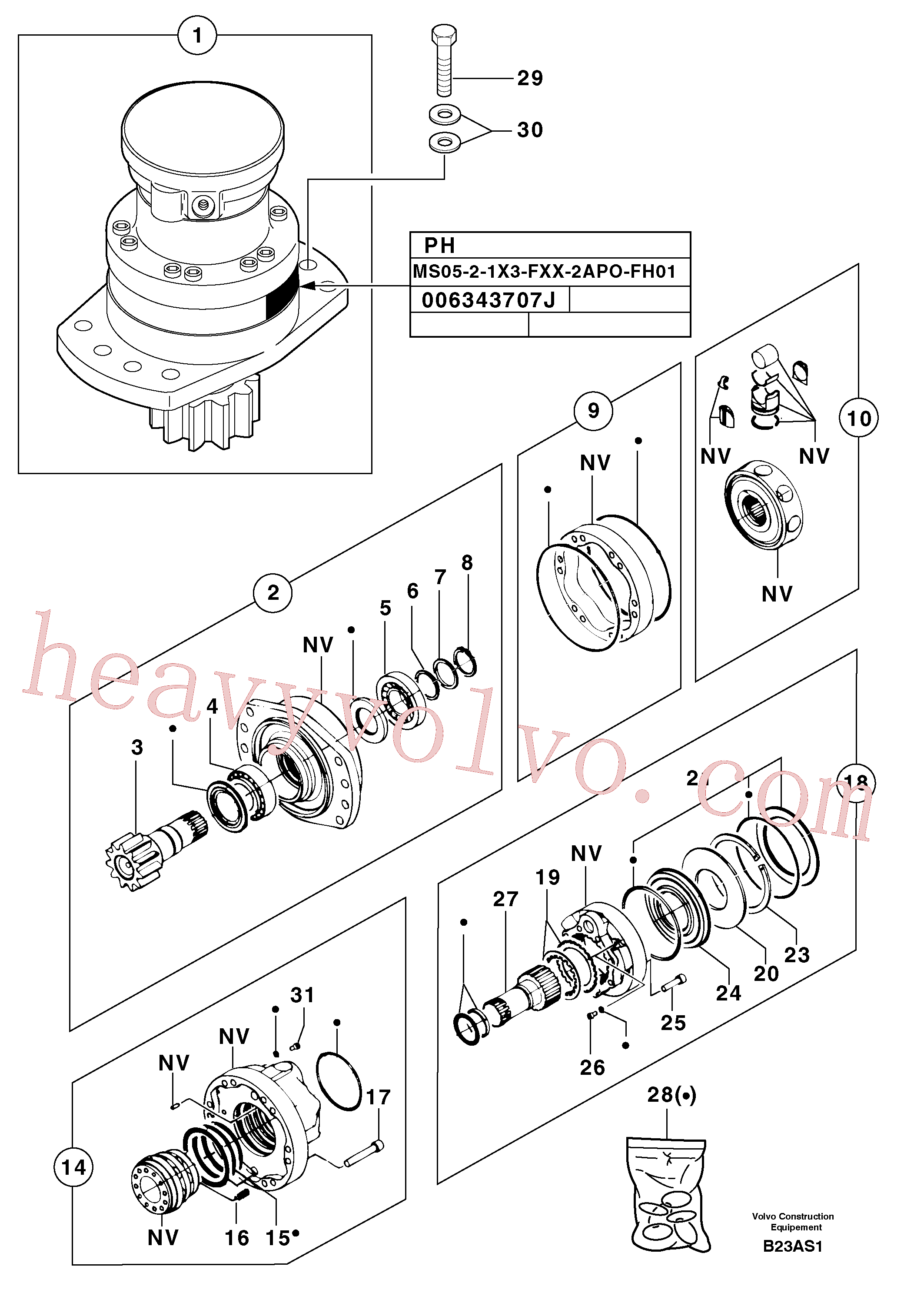 PJ4480023 for Volvo Slewing gear motor(B23AS1 assembly)