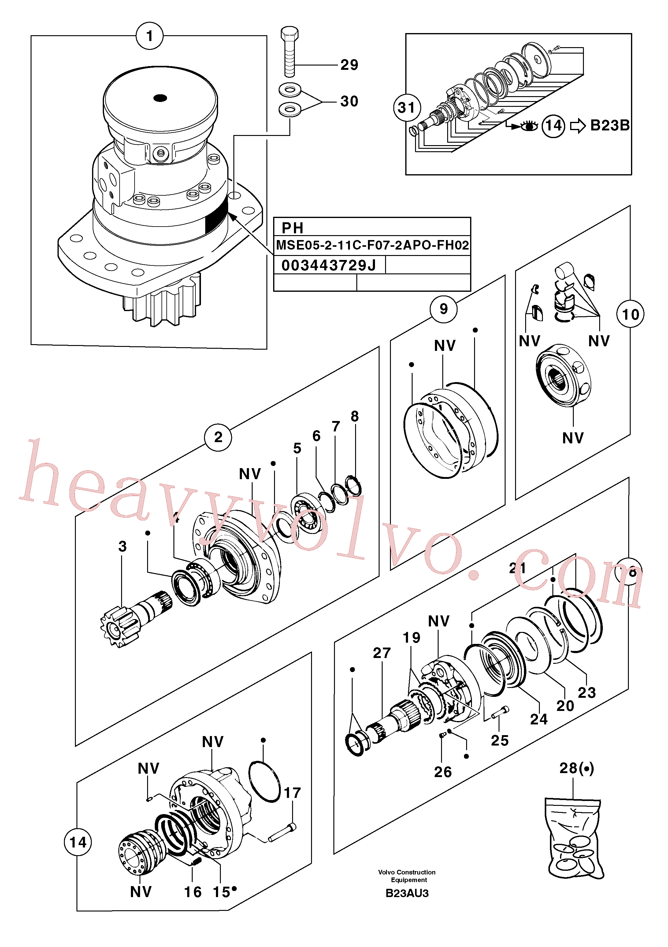 PJ4480023 for Volvo Slewing gear motor(B23AU3 assembly)