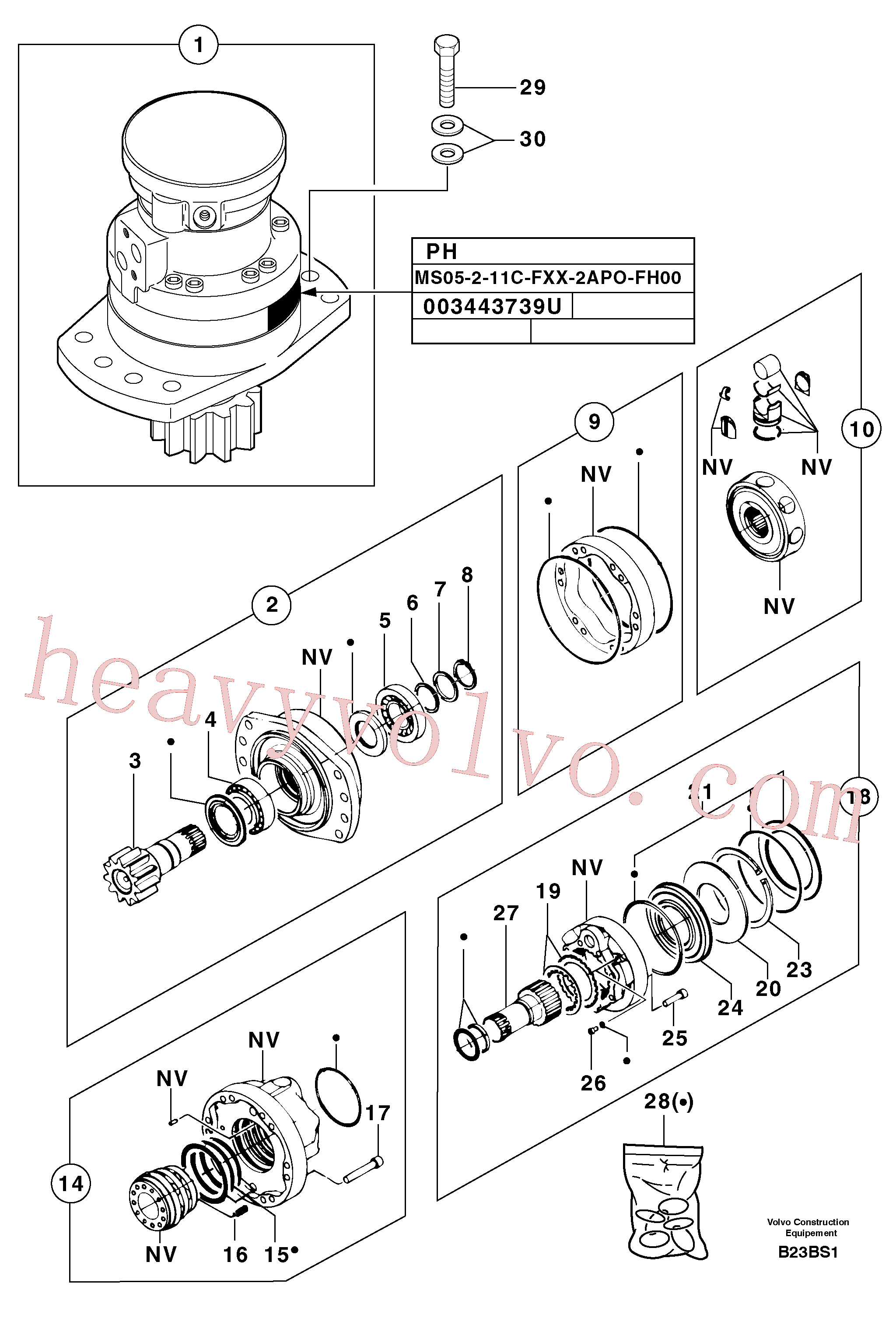 PJ7416379 for Volvo Slewing gear motor(B23BS1 assembly)