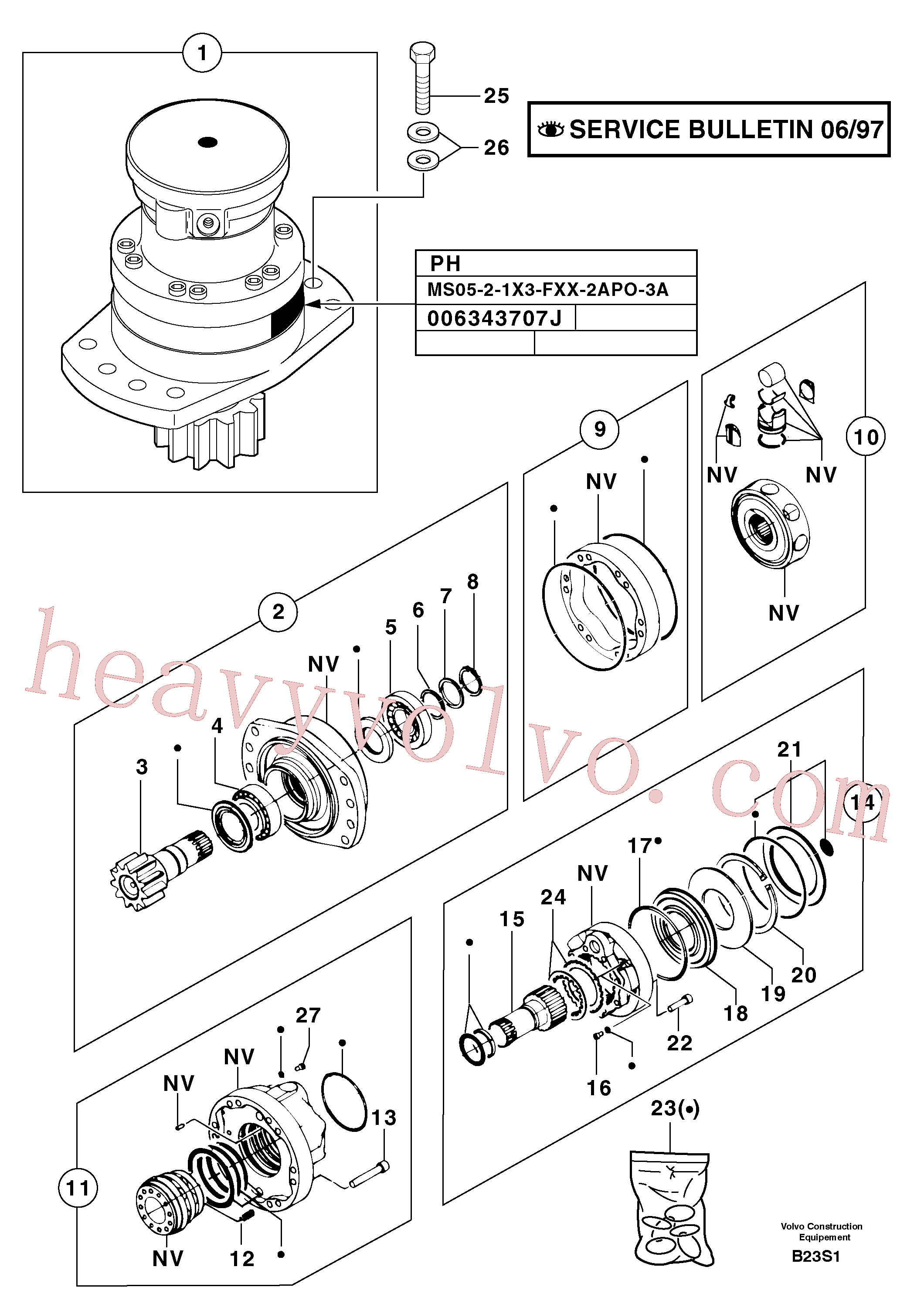 PJ7412457 for Volvo Slewing gear motor(B23S1 assembly)