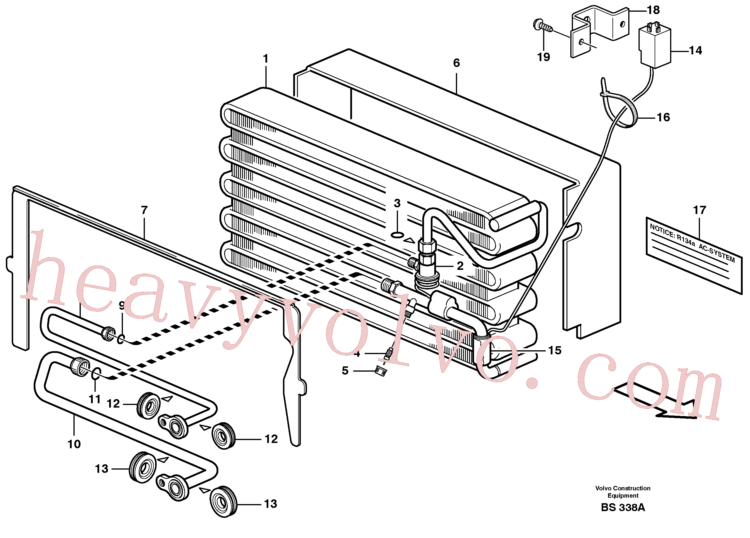 VOE14213545 for Volvo Evaporator with fitting parts(BS338A assembly)