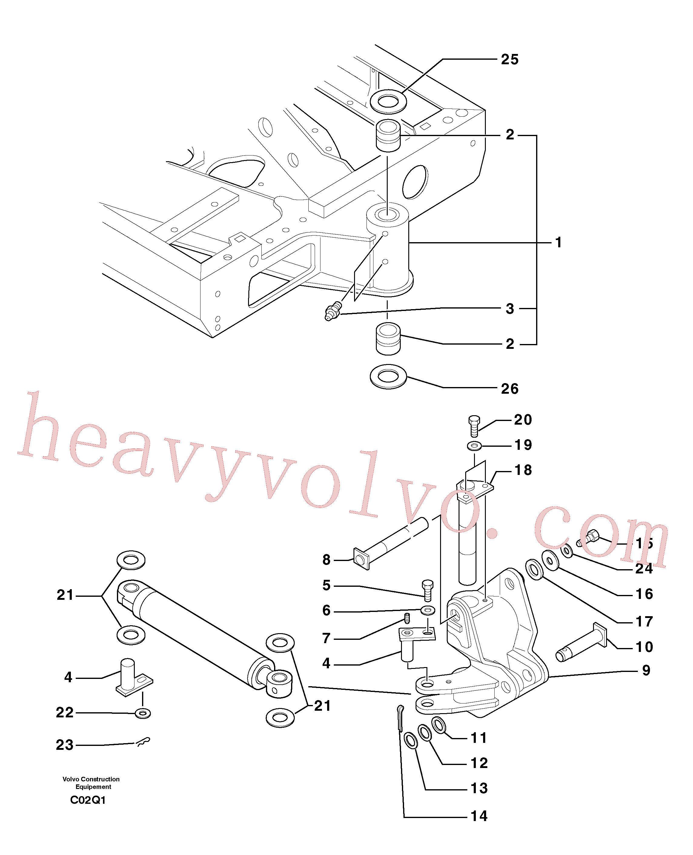 PJ5550002 for Volvo Pivot pin(C02Q1 assembly)