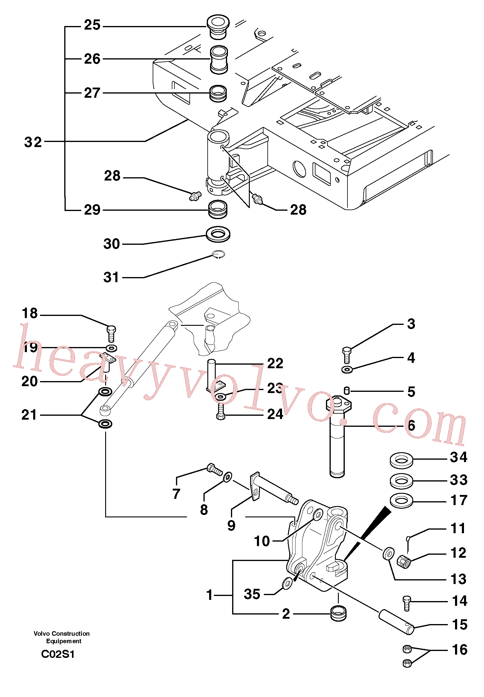 PJ3890015 for Volvo Platform / pivot pin(C02S1 assembly)