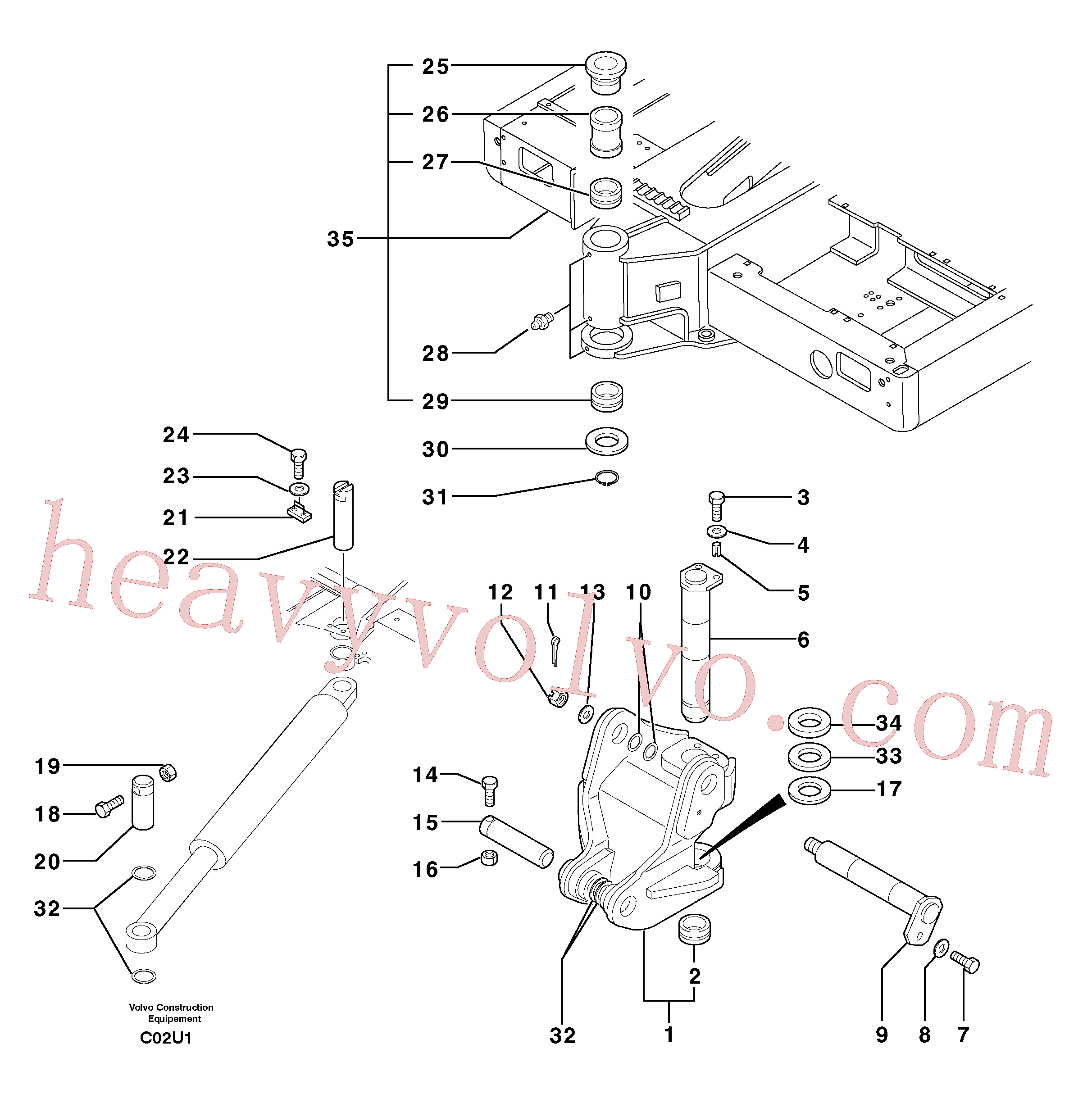 VOE11804239 for Volvo Platform / pivot pin(C02U1 assembly)