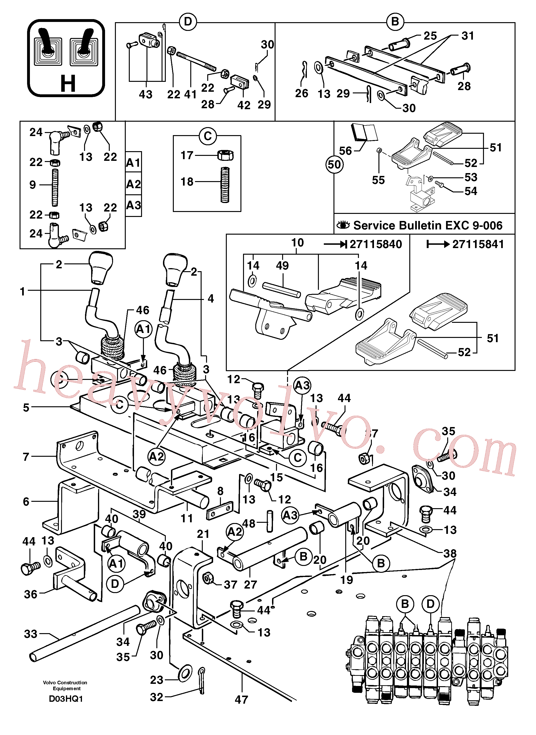 PJ3730025 for Volvo Control levers : travelling / accessories(D03HQ1 assembly)