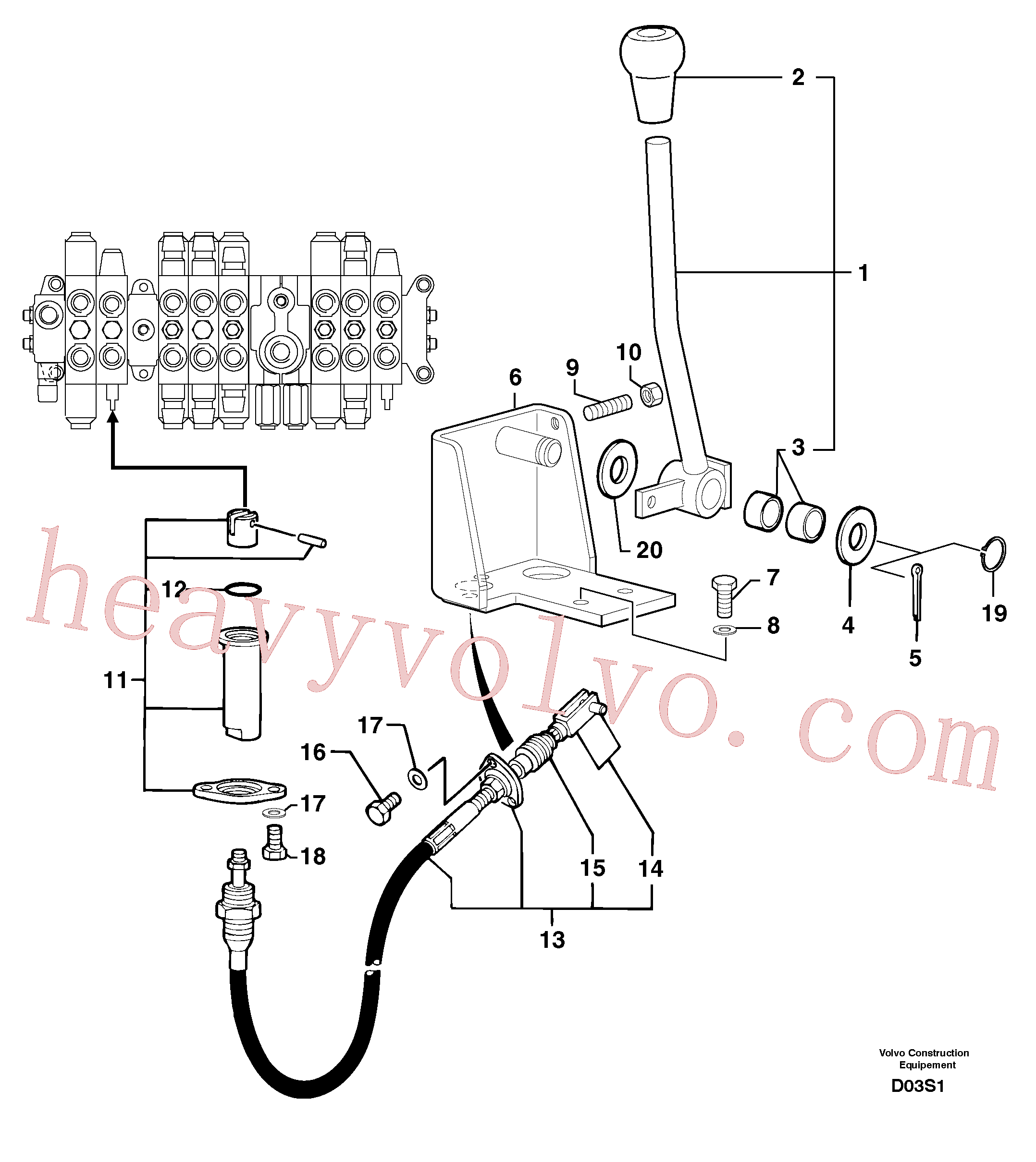 PJ4630022 for Volvo Control lever : dozer blade(D03S1 assembly)