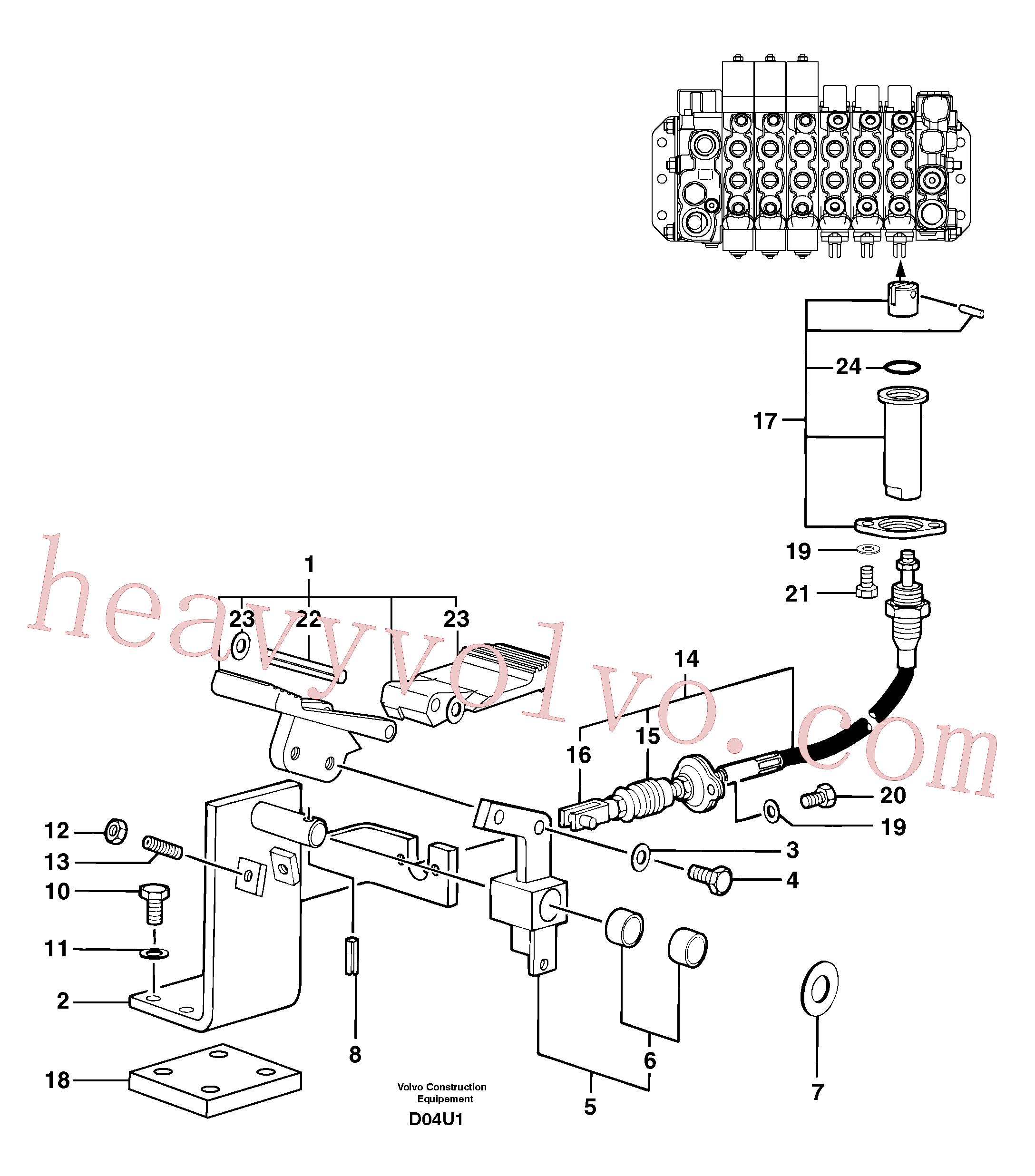 PJ5270535 for Volvo Control pedal : accessories on attachment - 90 l/m(D04U1 assembly)