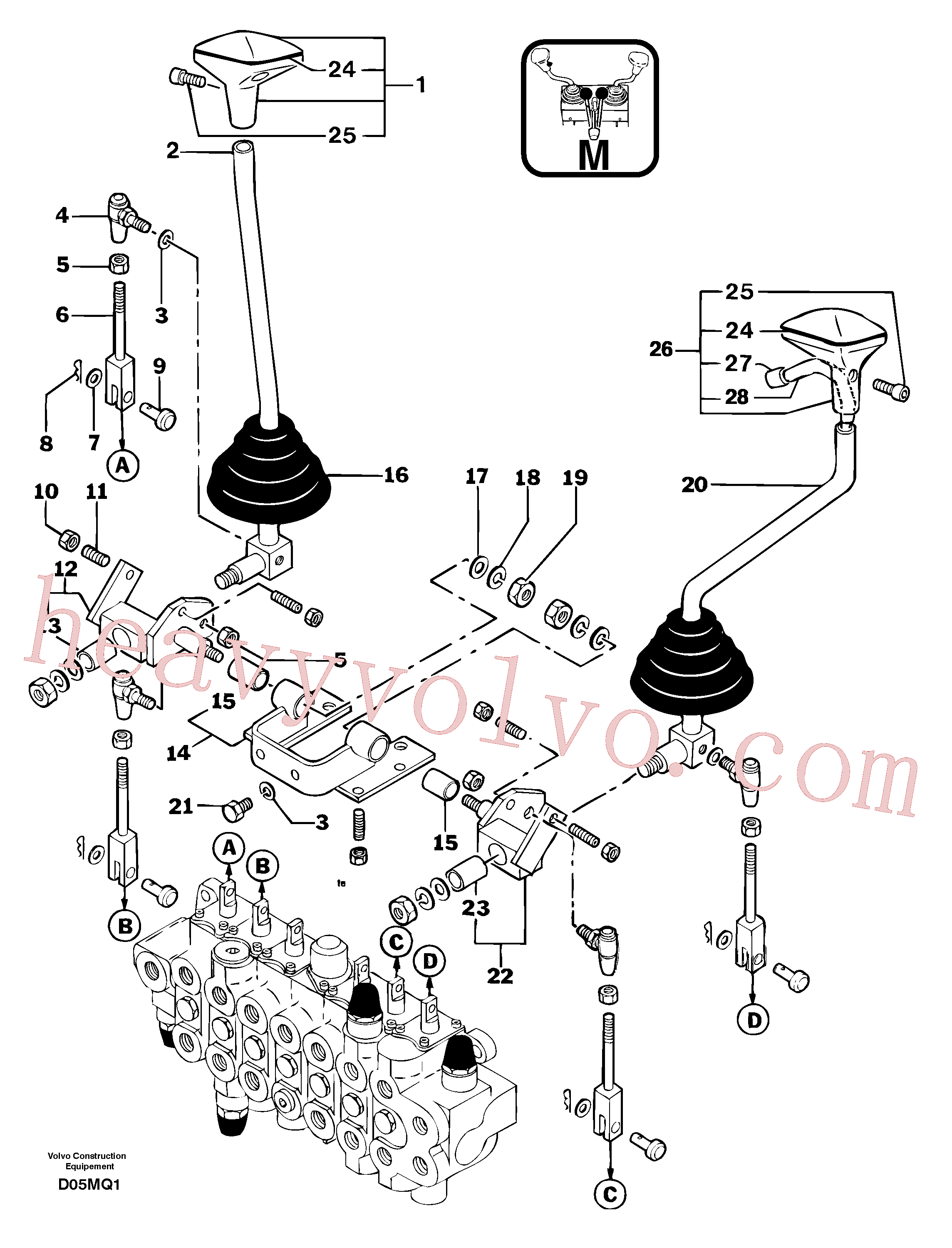 PJ7450064 for Volvo Control levers : boom/dipper arm/ bucket/ slewing(D05MQ1 assembly)