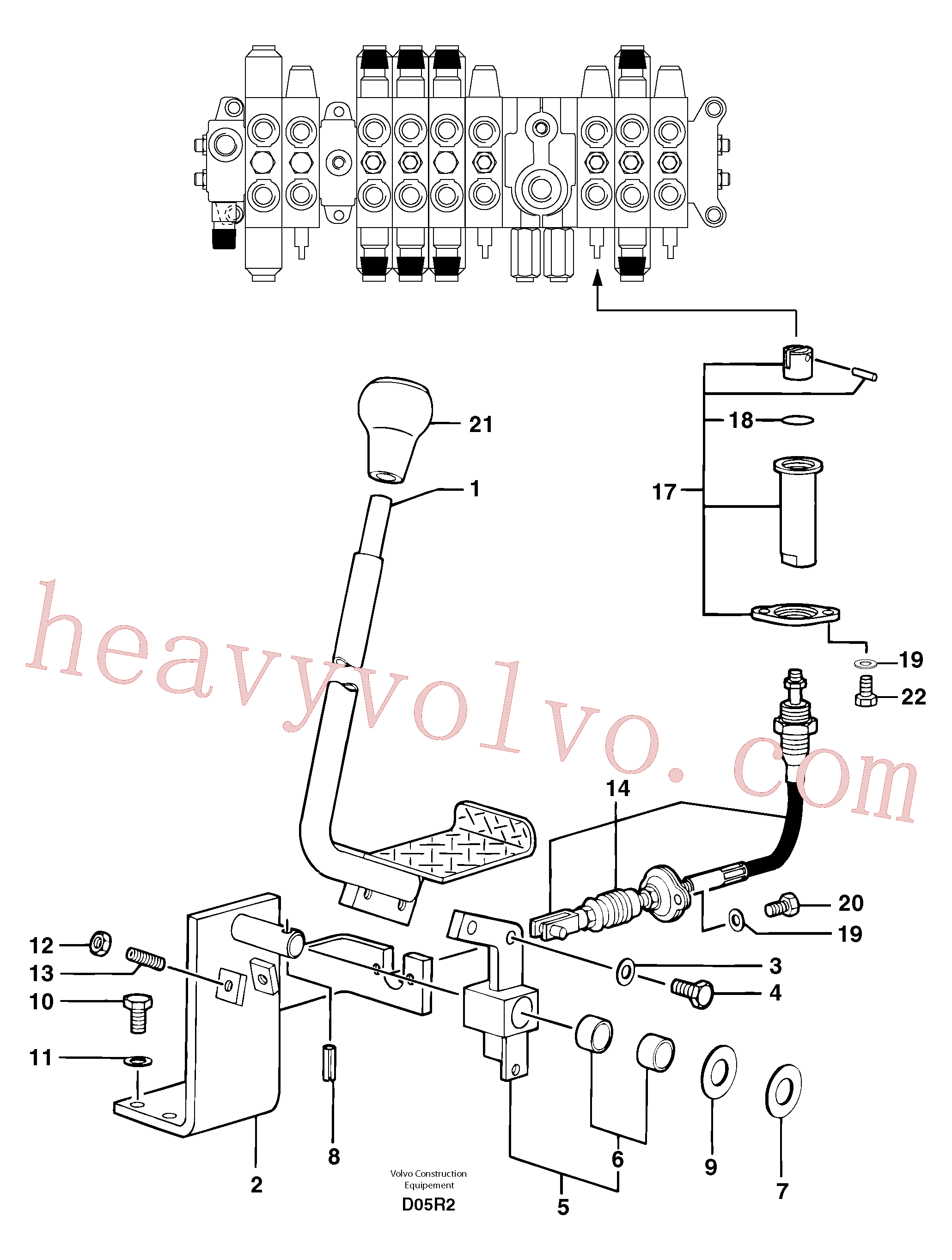 PJ5270228 for Volvo Control lever : travelling ( right )(D05R2 assembly)