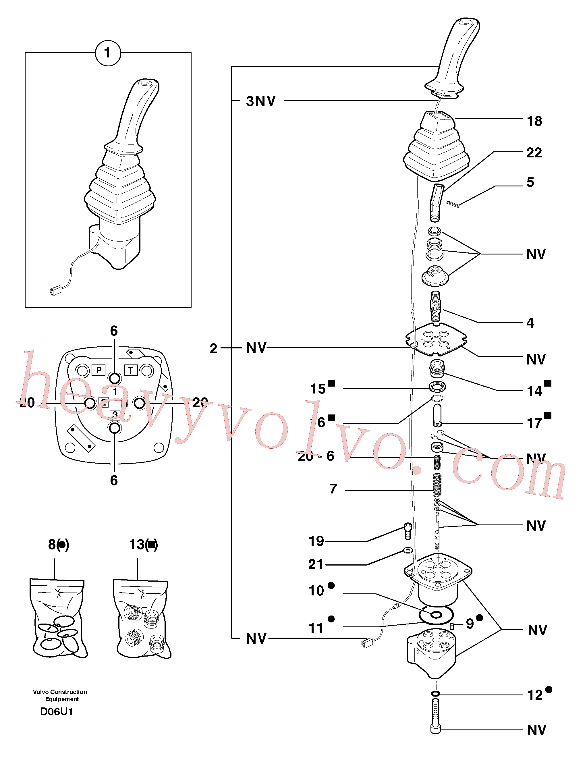 PJ7411543 for Volvo Control lever : boom / bucket ( right )(D06U1 assembly)