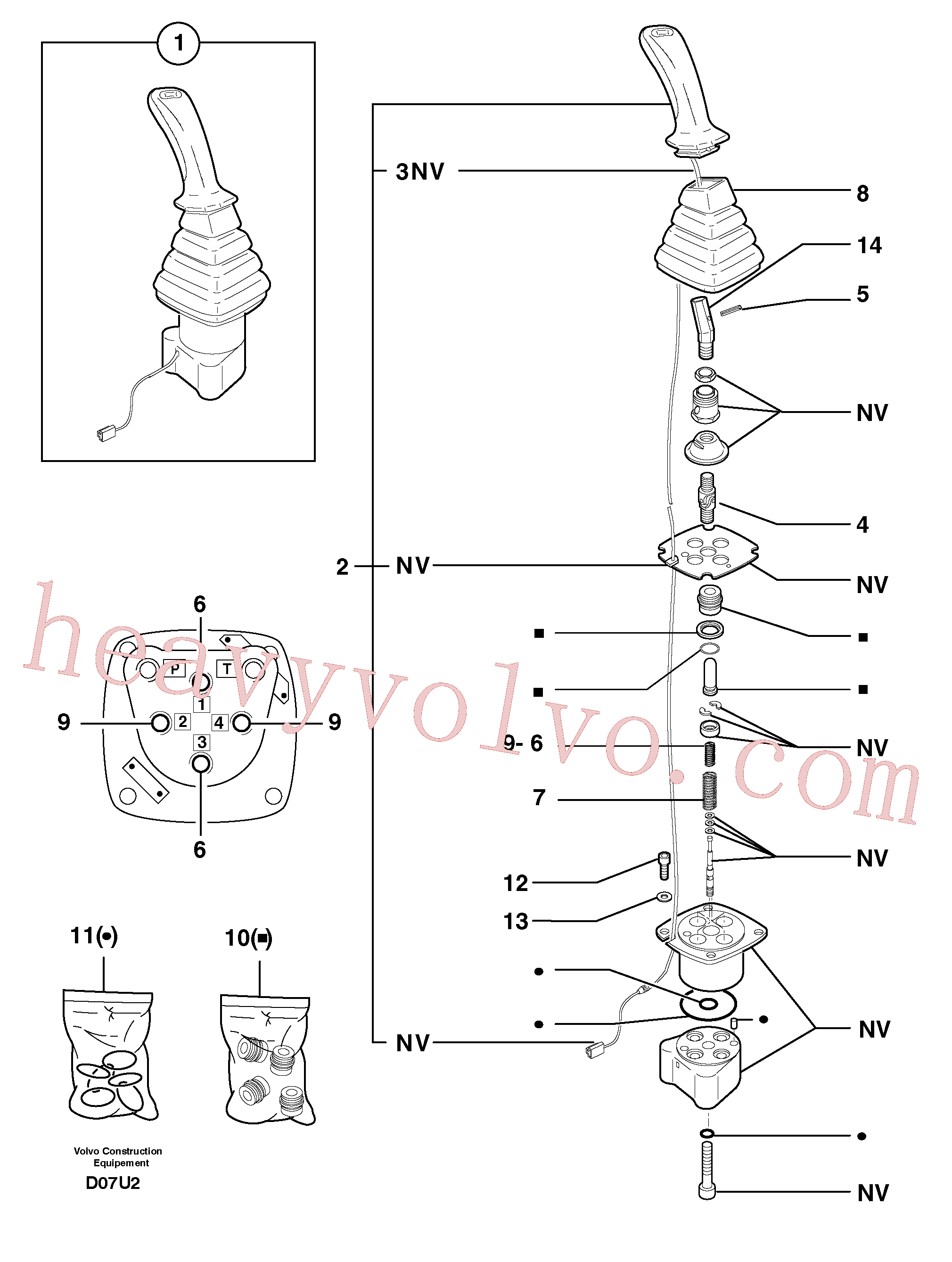 PJ7411543 for Volvo Control lever : dipper arm / slewing ( left )(D07U2 assembly)