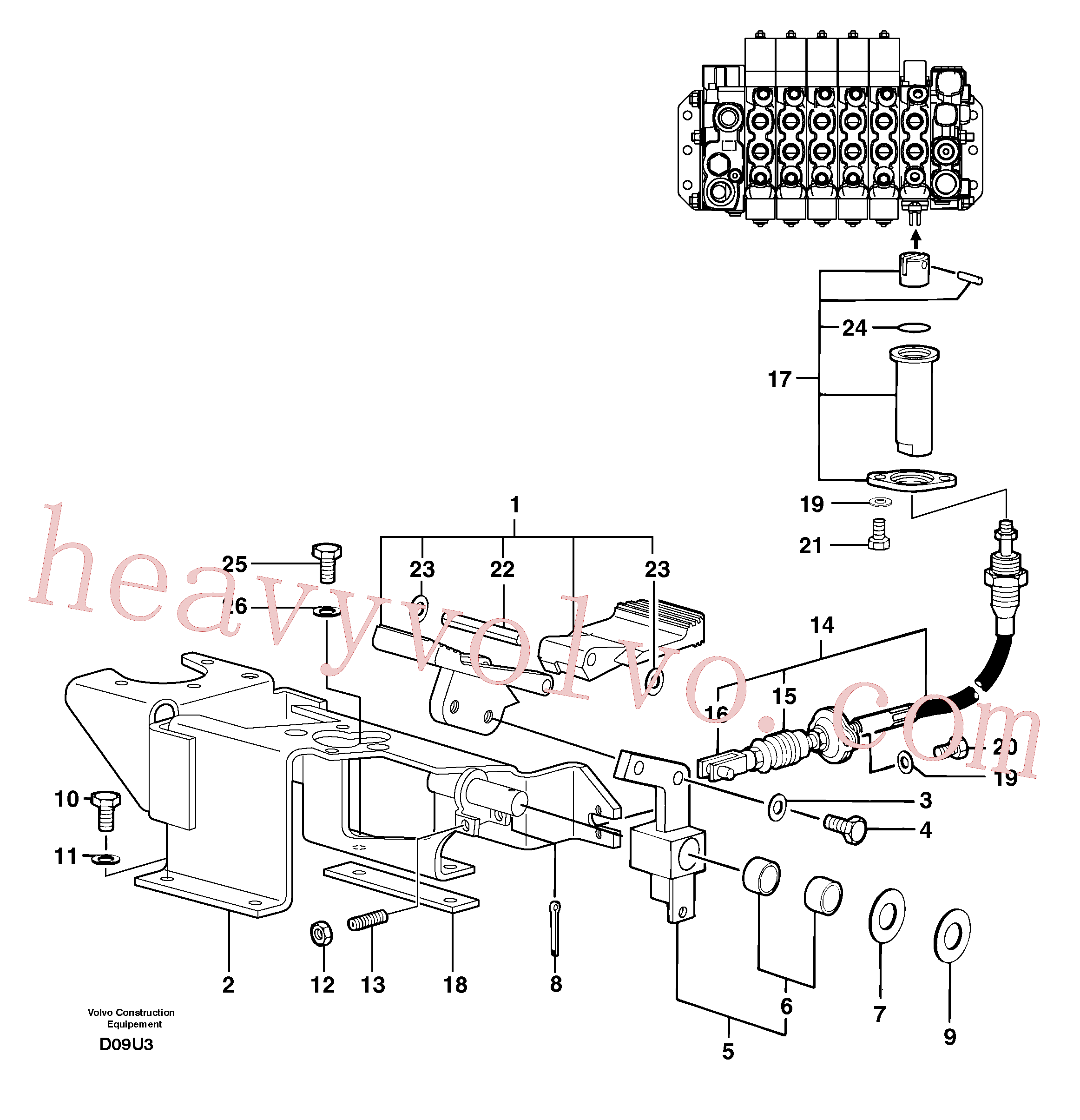 PJ5270535 for Volvo Control pedal : accessories on attachment - 90 l/m(D09U3 assembly)