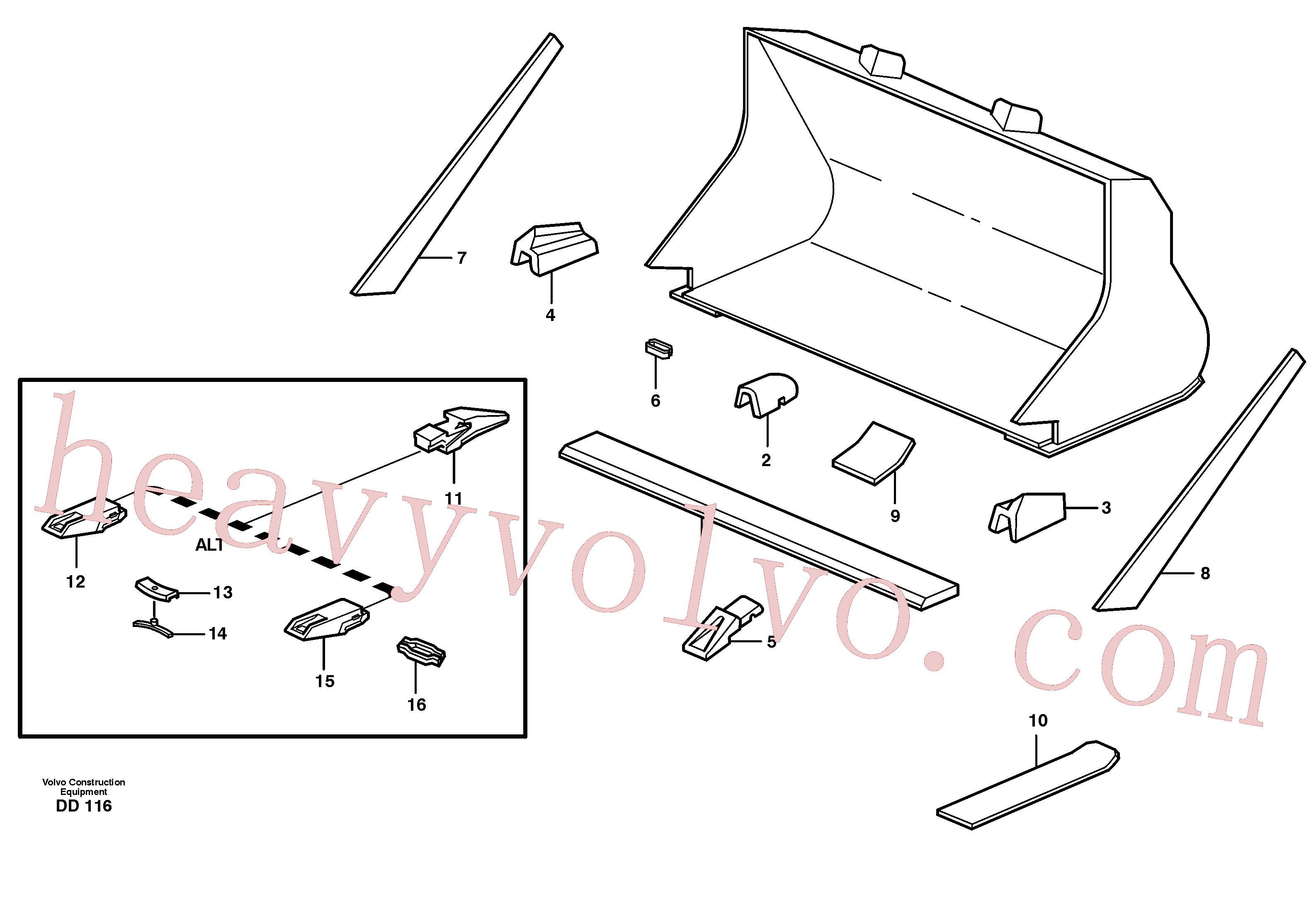 VOE11438040 for Volvo Bucket, straight with teeth(DD116 assembly)