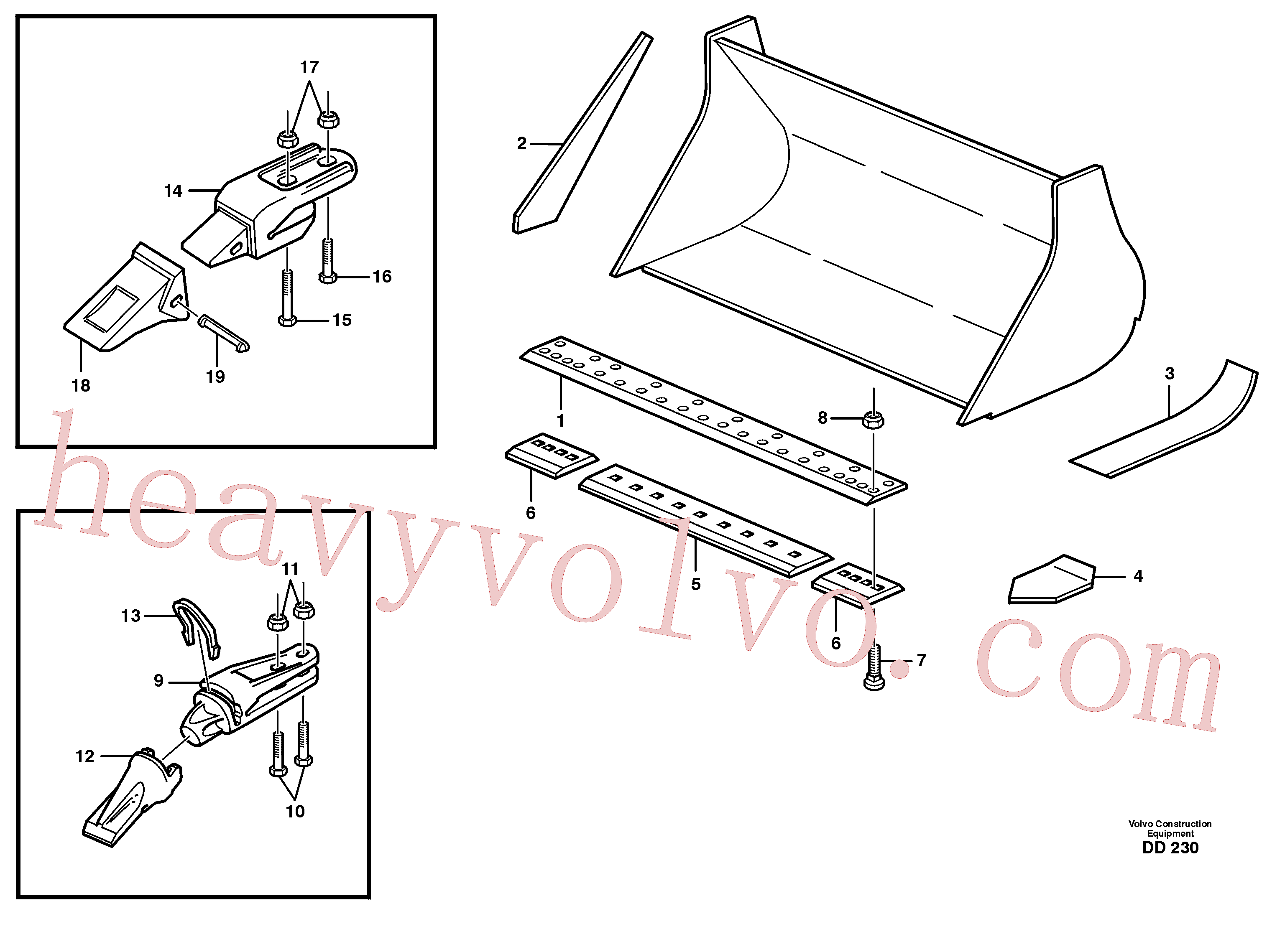 VOE14015019 for Volvo Bucket, straight lip, alt. edge savers or teeth(DD230 assembly)