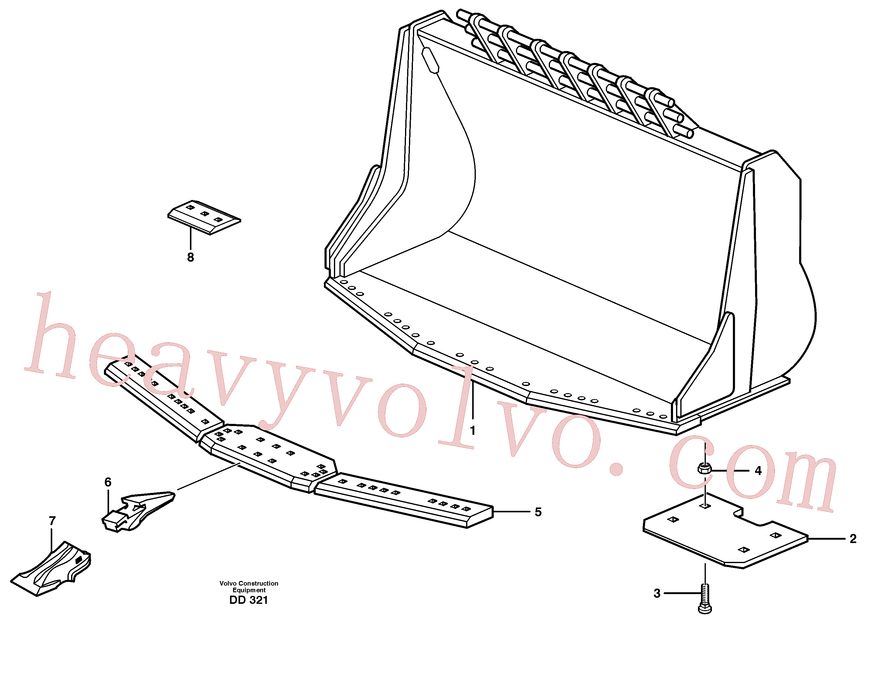 VOE11142572 for Volvo Bucket,spade nose, alt. edge savers or teeth(DD321 assembly)