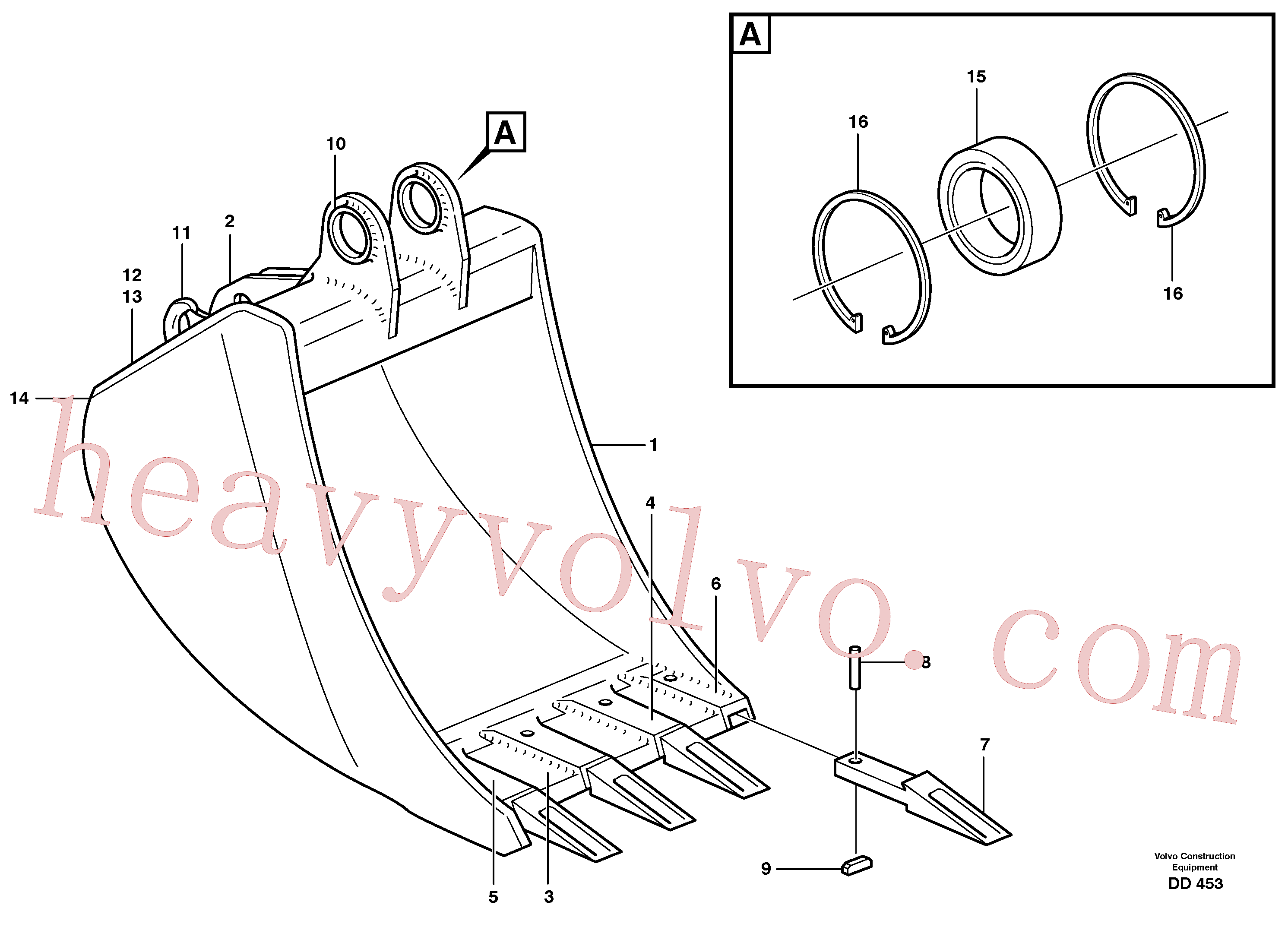 VOE14000621 for Volvo Buckets, direct fitting(DD453 assembly)