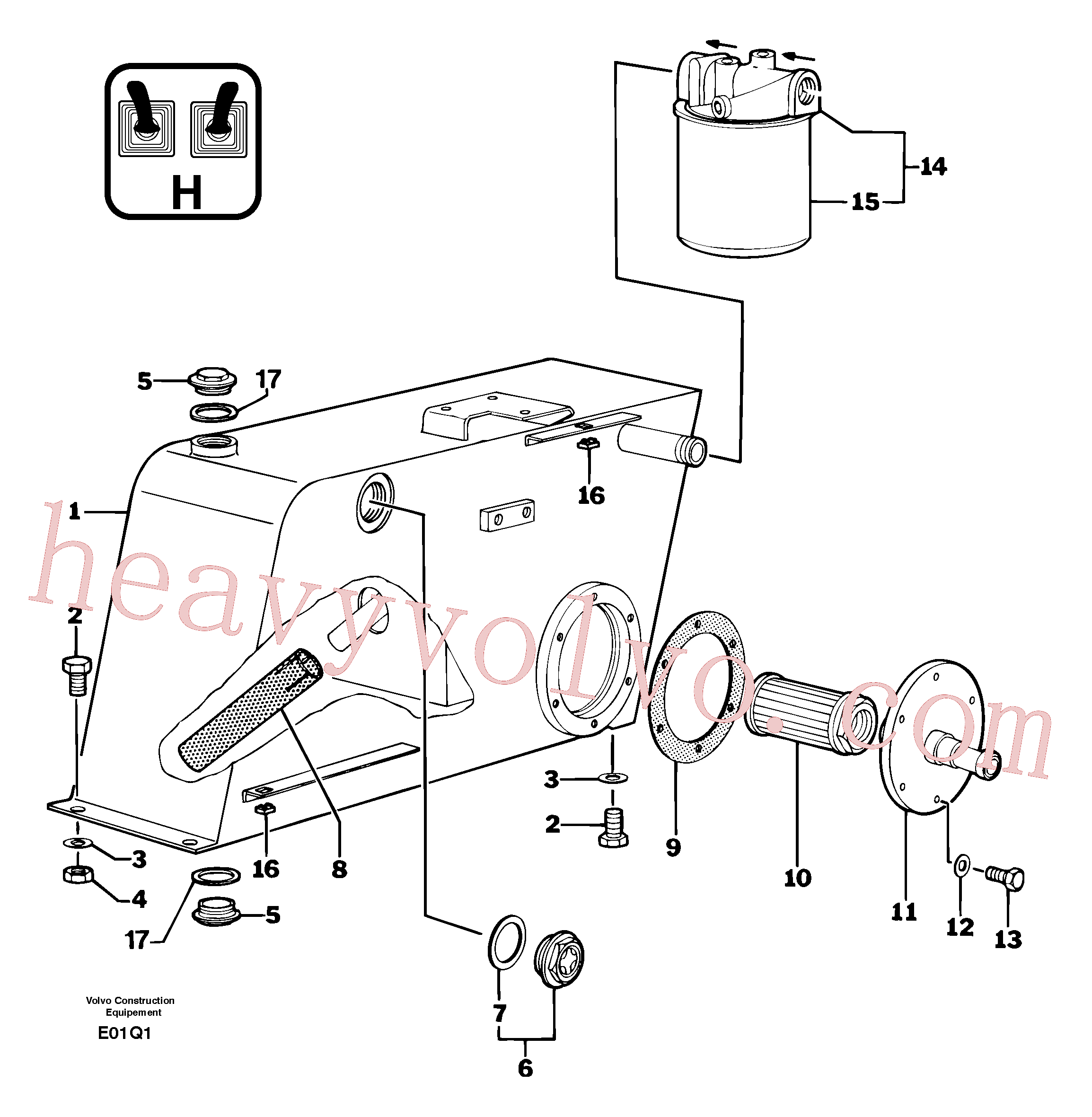 PJ6050012 for Volvo Hydraulic tank(E01HQ1 assembly)