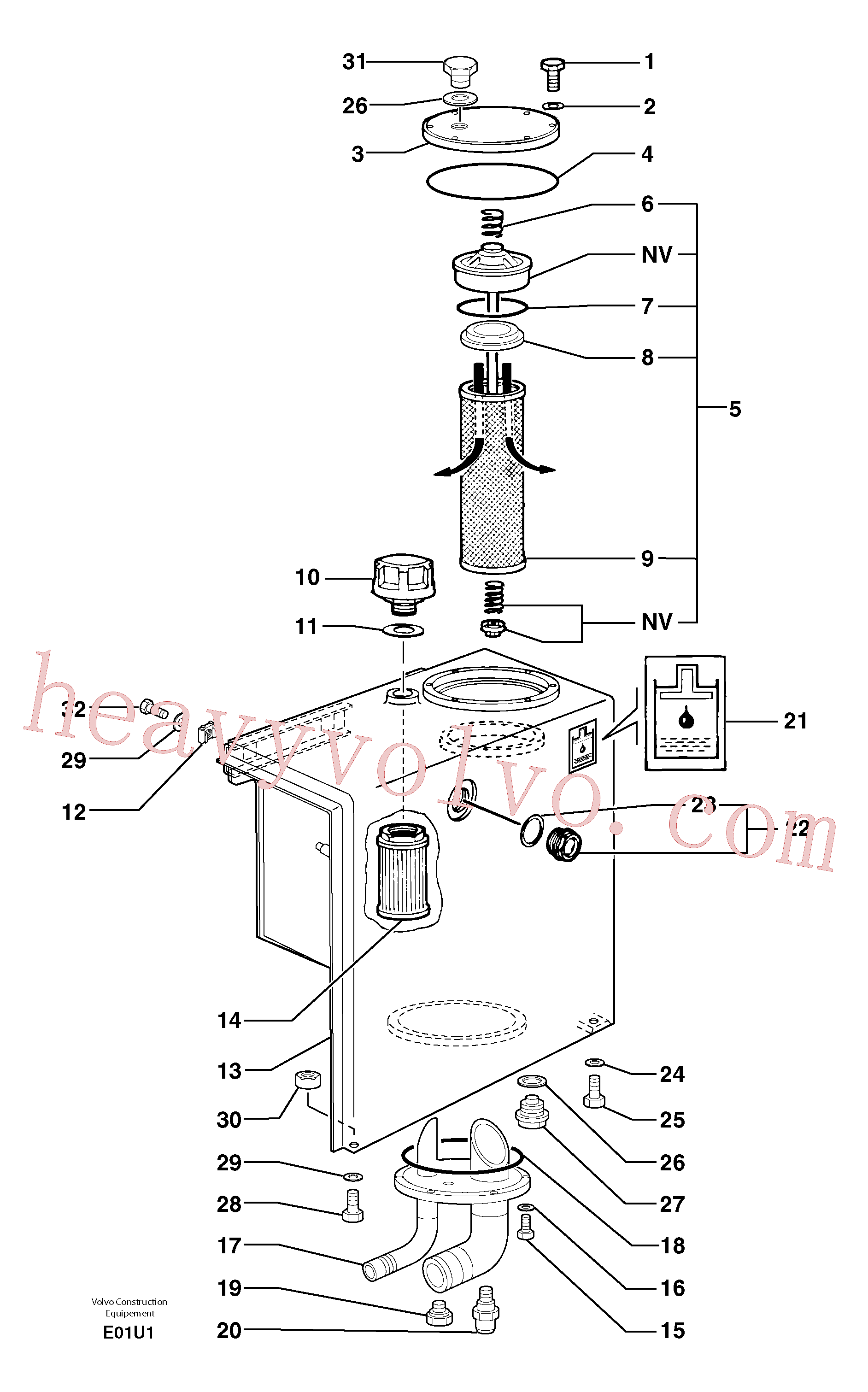 PJ7415999 for Volvo Hydraulic tank(E01U1 assembly)