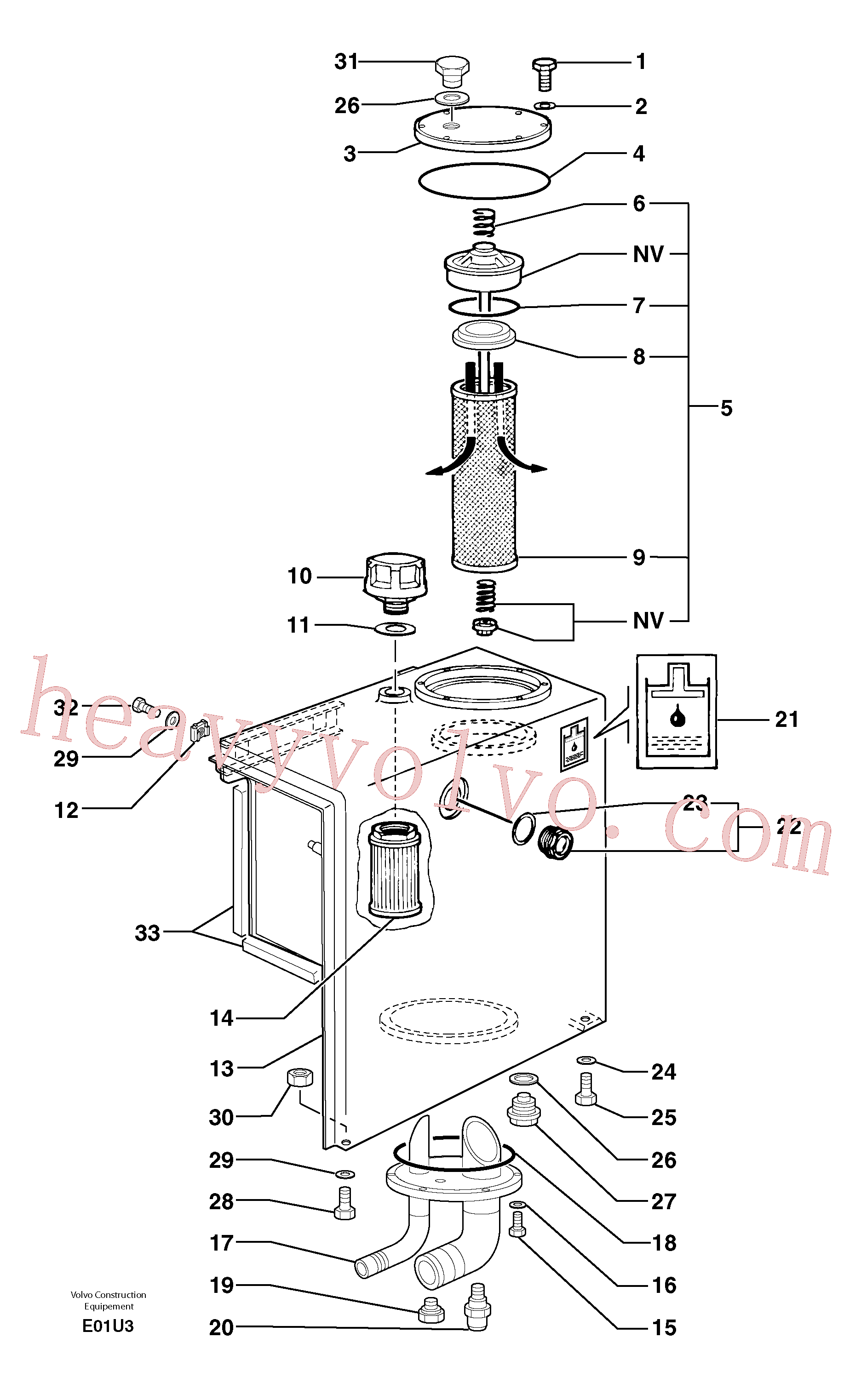 PJ7415999 for Volvo Hydraulic tank(E01U3 assembly)