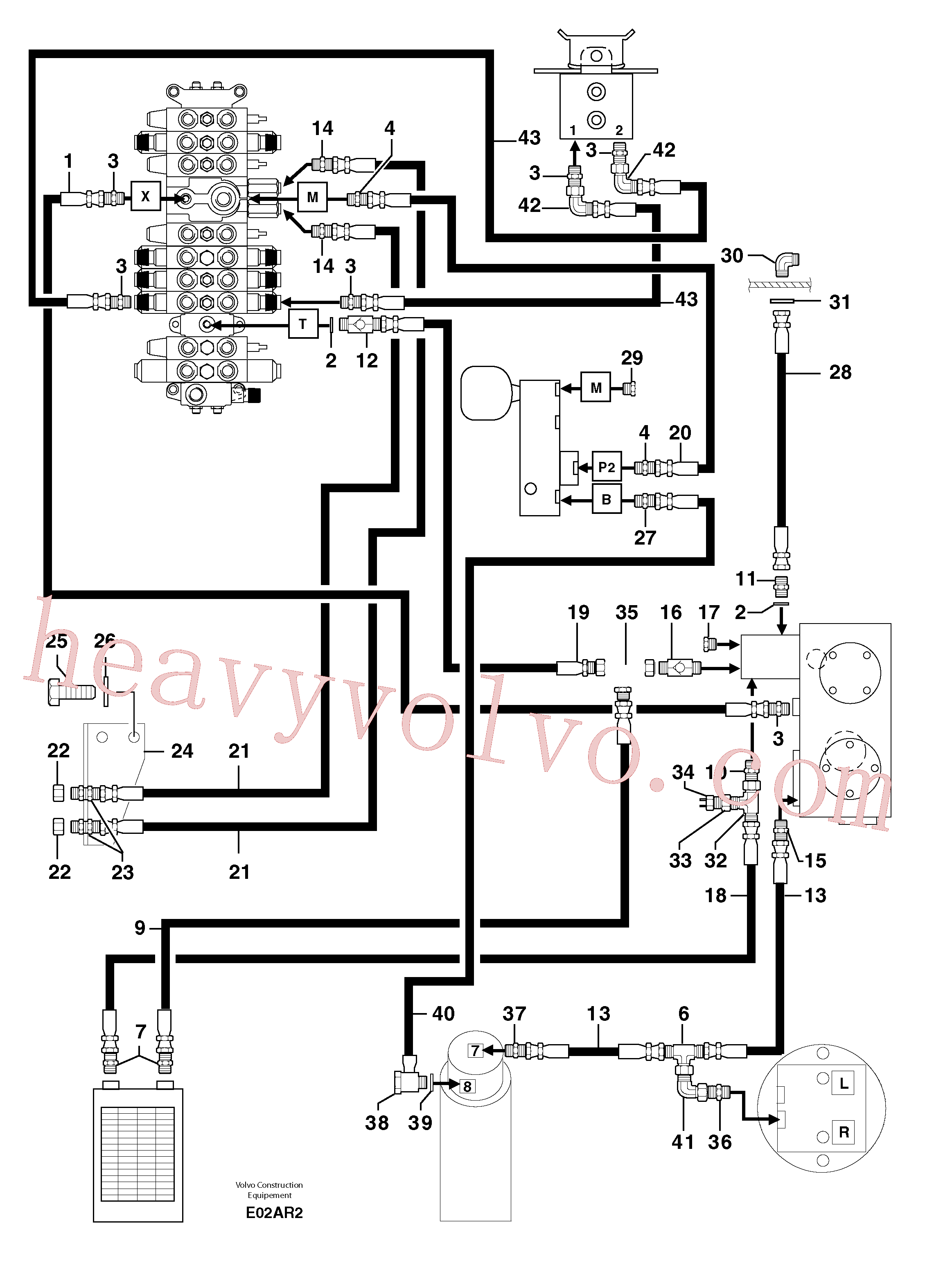 PJ4720026 for Volvo Attachments supply and return circuit(E02AR2 assembly)