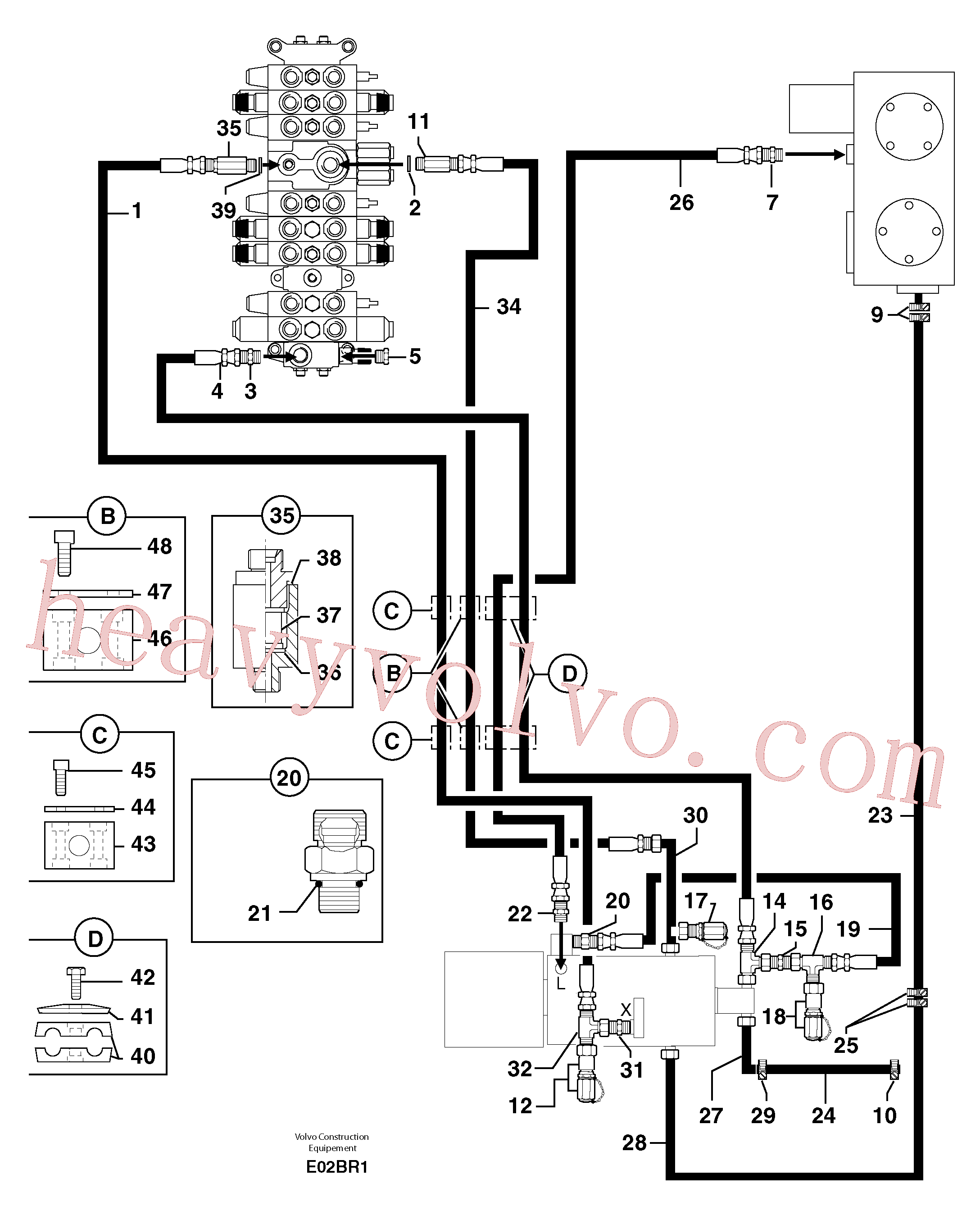 PJ6050058 for Volvo Attachments supply and return circuit(E02BR1 assembly)