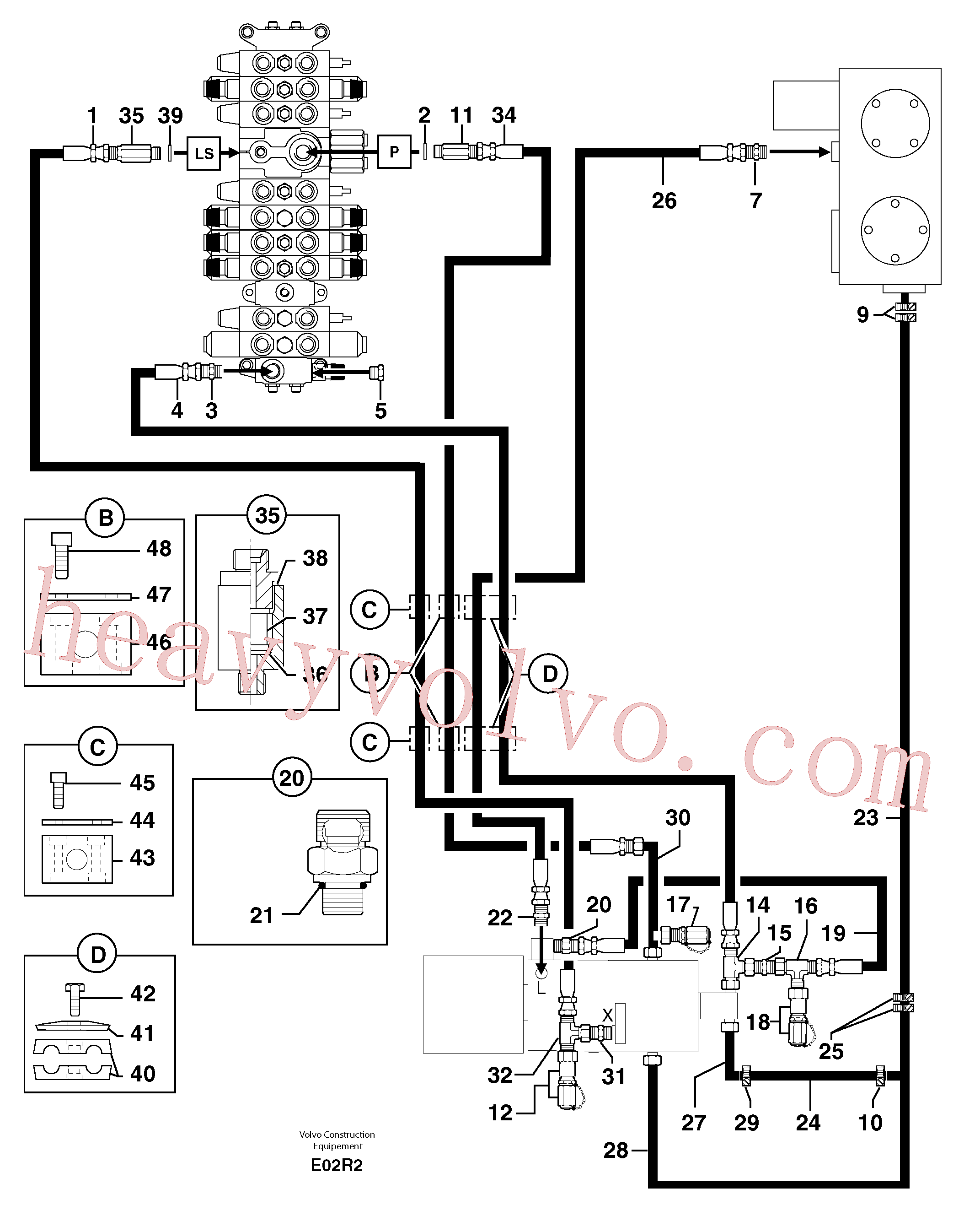 PJ6050058 for Volvo Attachments supply and return circuit(E02R2 assembly)