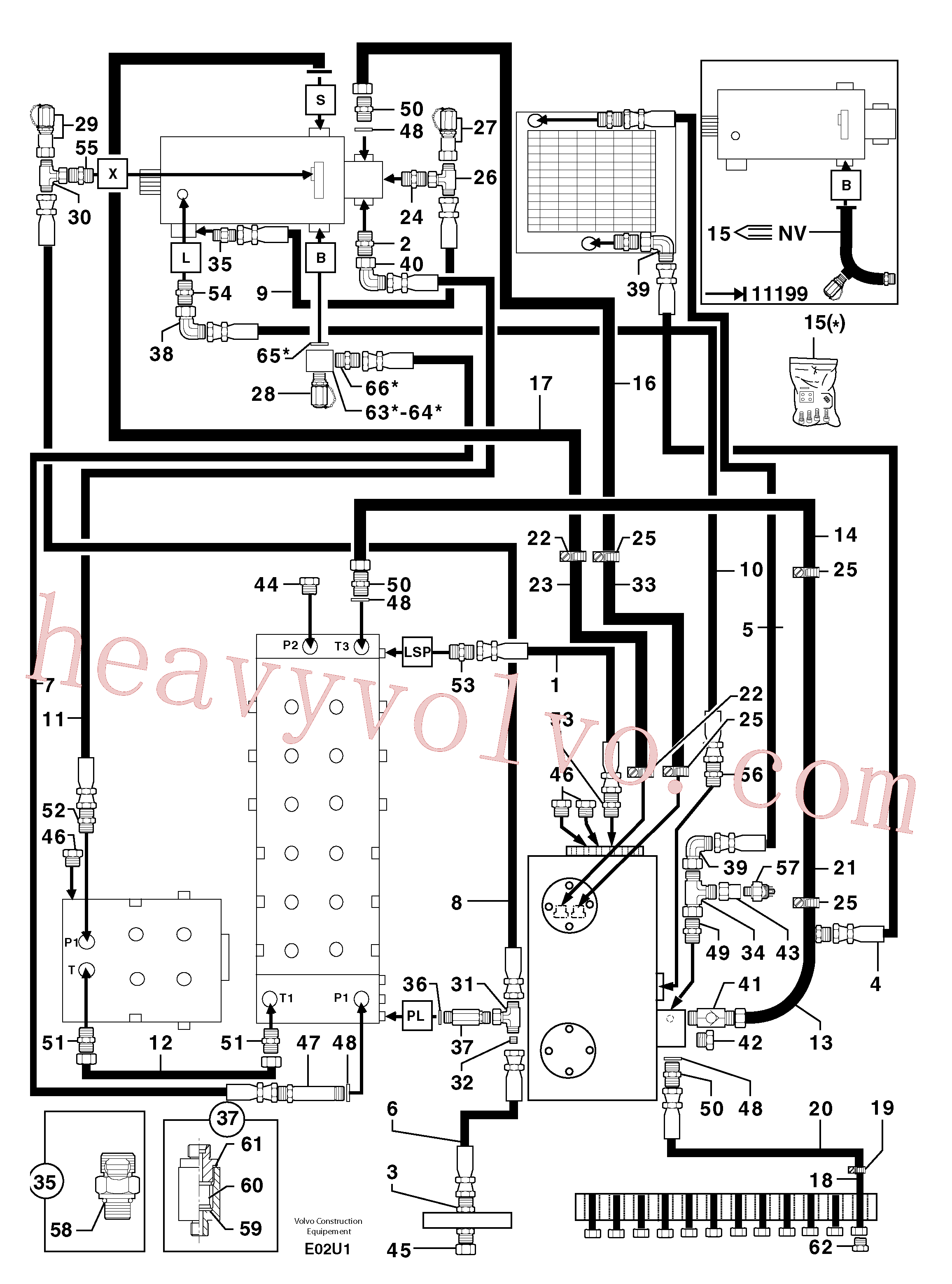 PJ4040050 for Volvo Attachments supply and return circuit(E02U1 assembly)