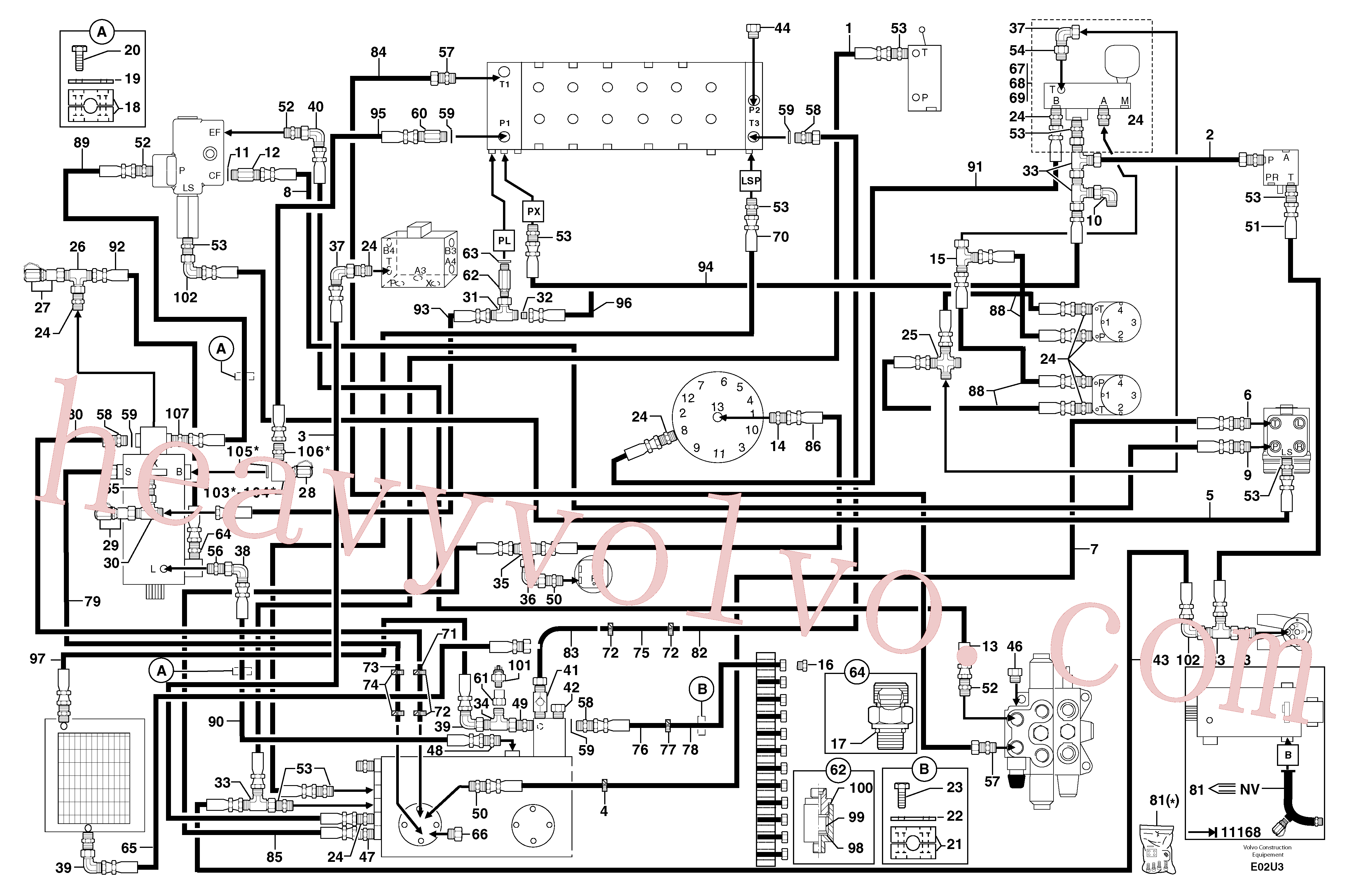 PJ4720026 for Volvo Attachments supply and return circuit(E02U3 assembly)