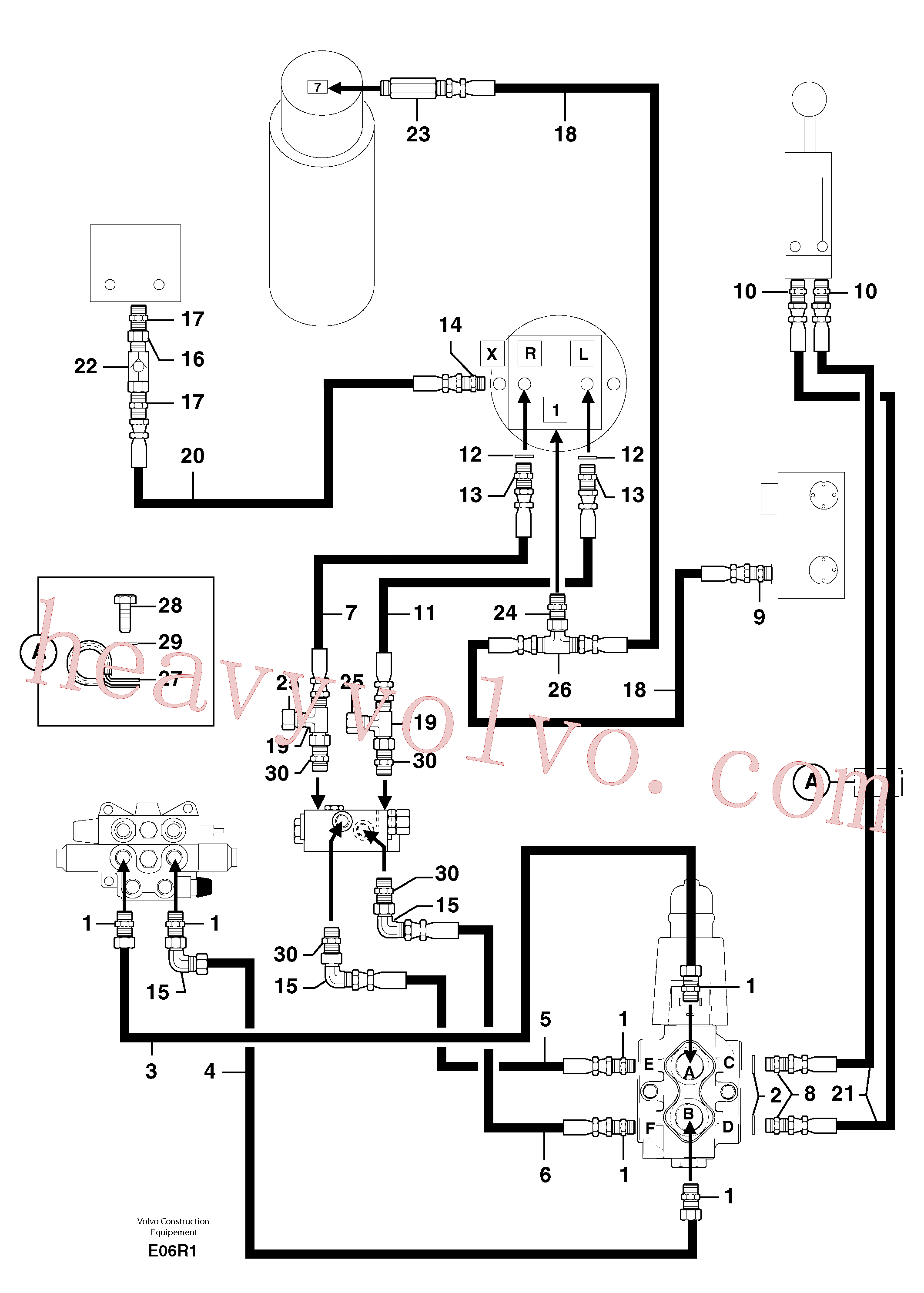 PJ4750128 for Volvo Hydr. circuit. ( boom slewing / offset )(E06R1 assembly)