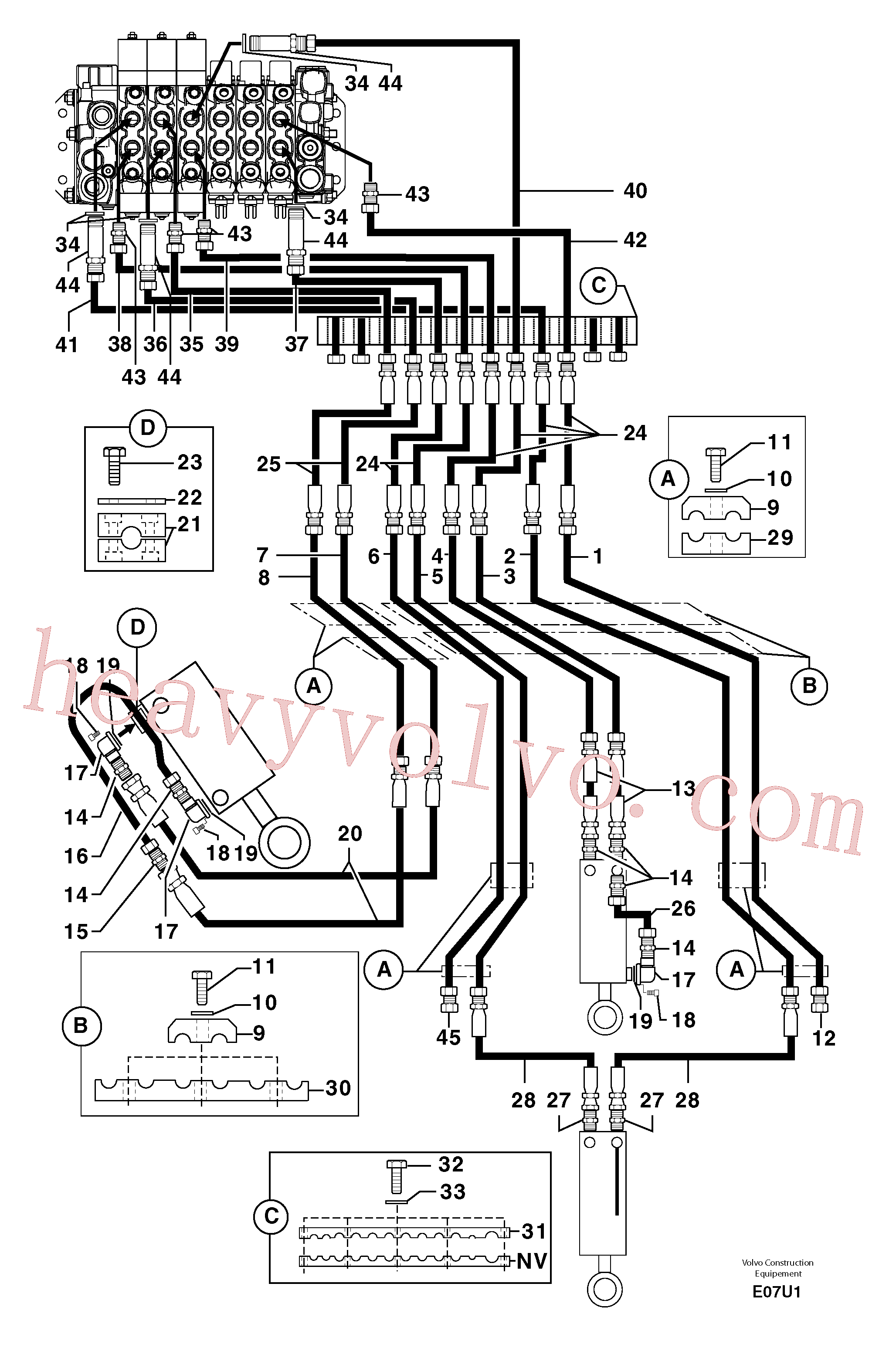 PJ5910570 for Volvo Hydr. circuit.( boom / dipper arm / bucket )(E07U1 assembly)