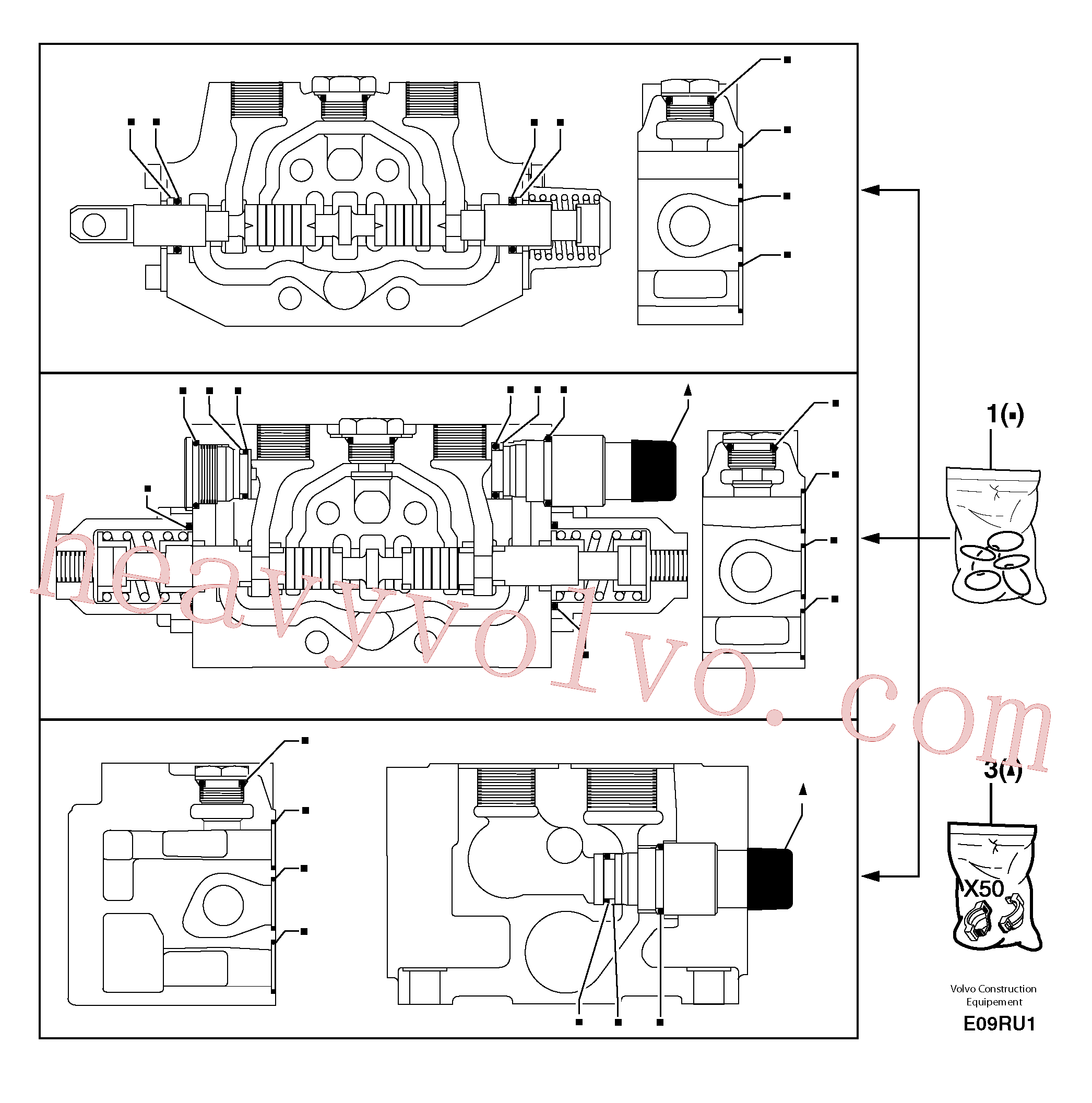 PJ7417514 for Volvo Control valve : seal (kit) for complete element(E09RU1 assembly)