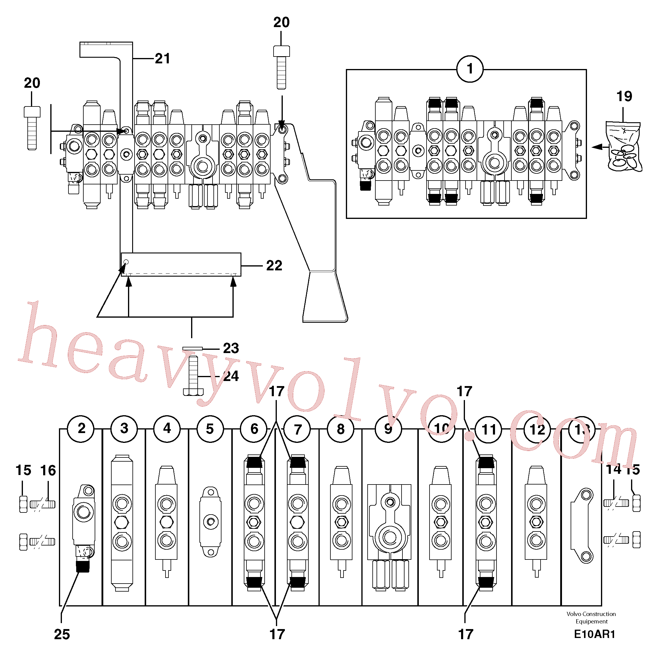 PJ7416231 for Volvo Control valve : 8 spools(E10AR1 assembly)