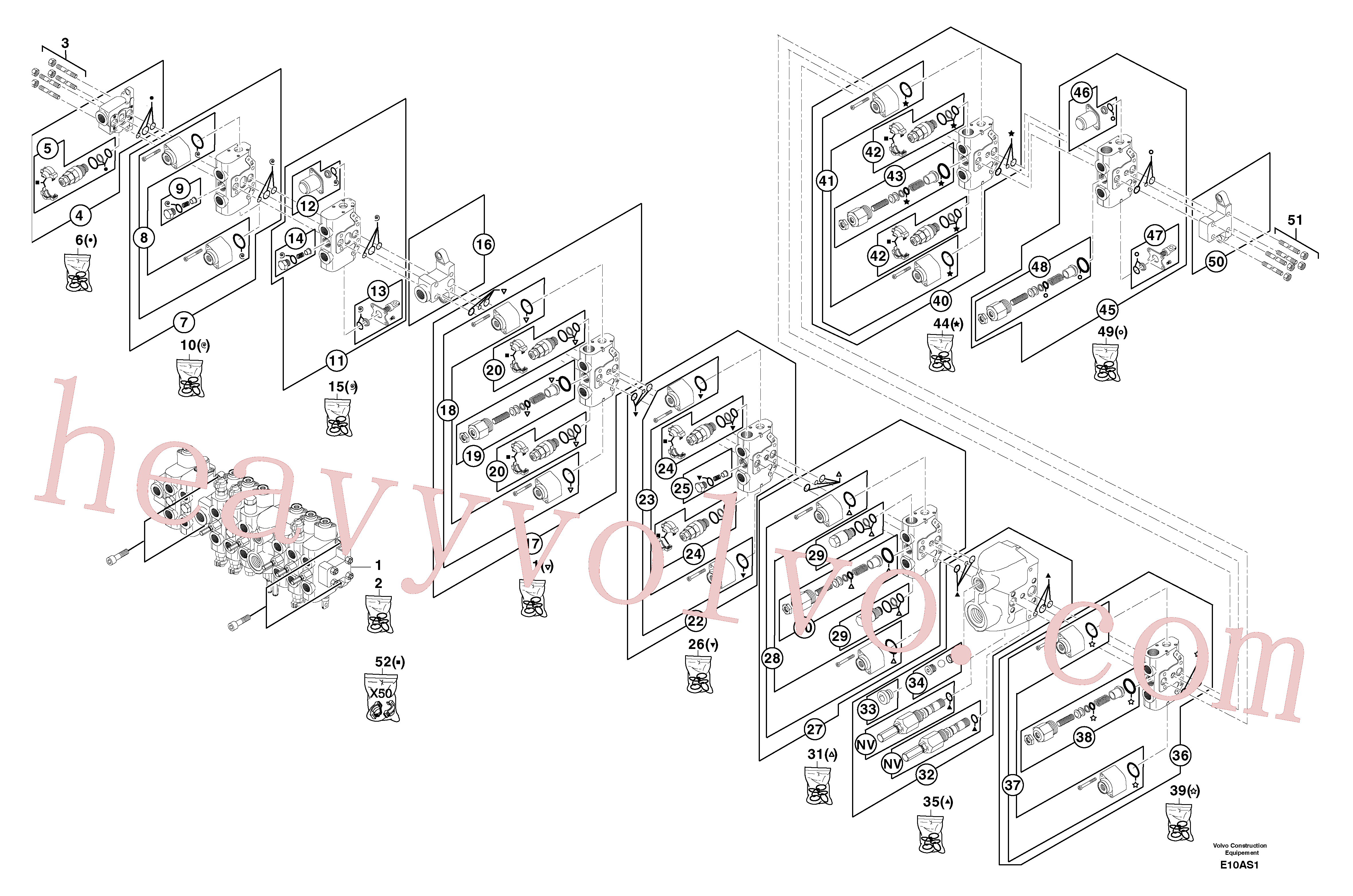 PJ7416231 for Volvo Control valve : 8 spools(E10AS1 assembly)