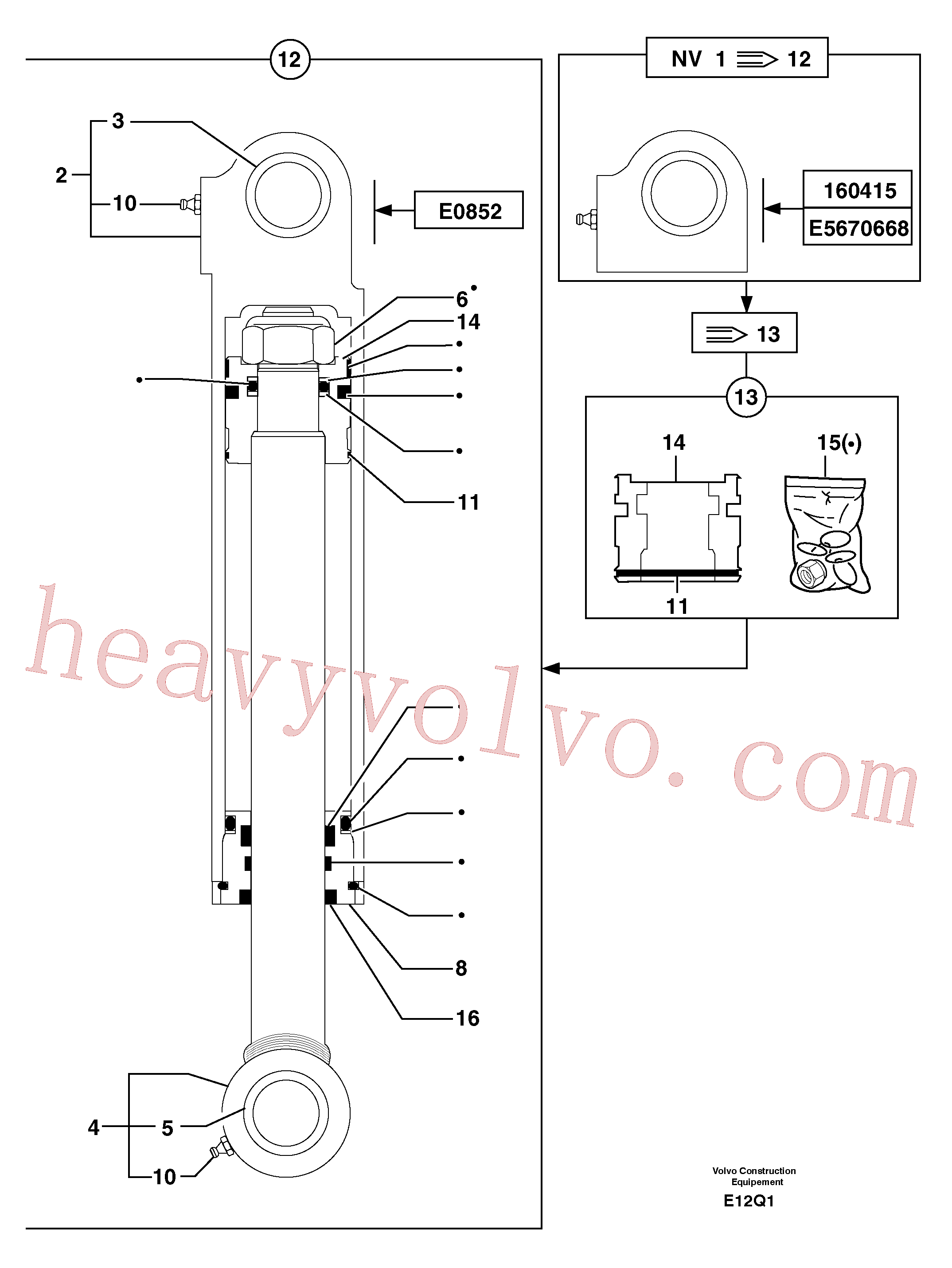 PJ5960107 for Volvo Boom cylinder(E12Q1 assembly)