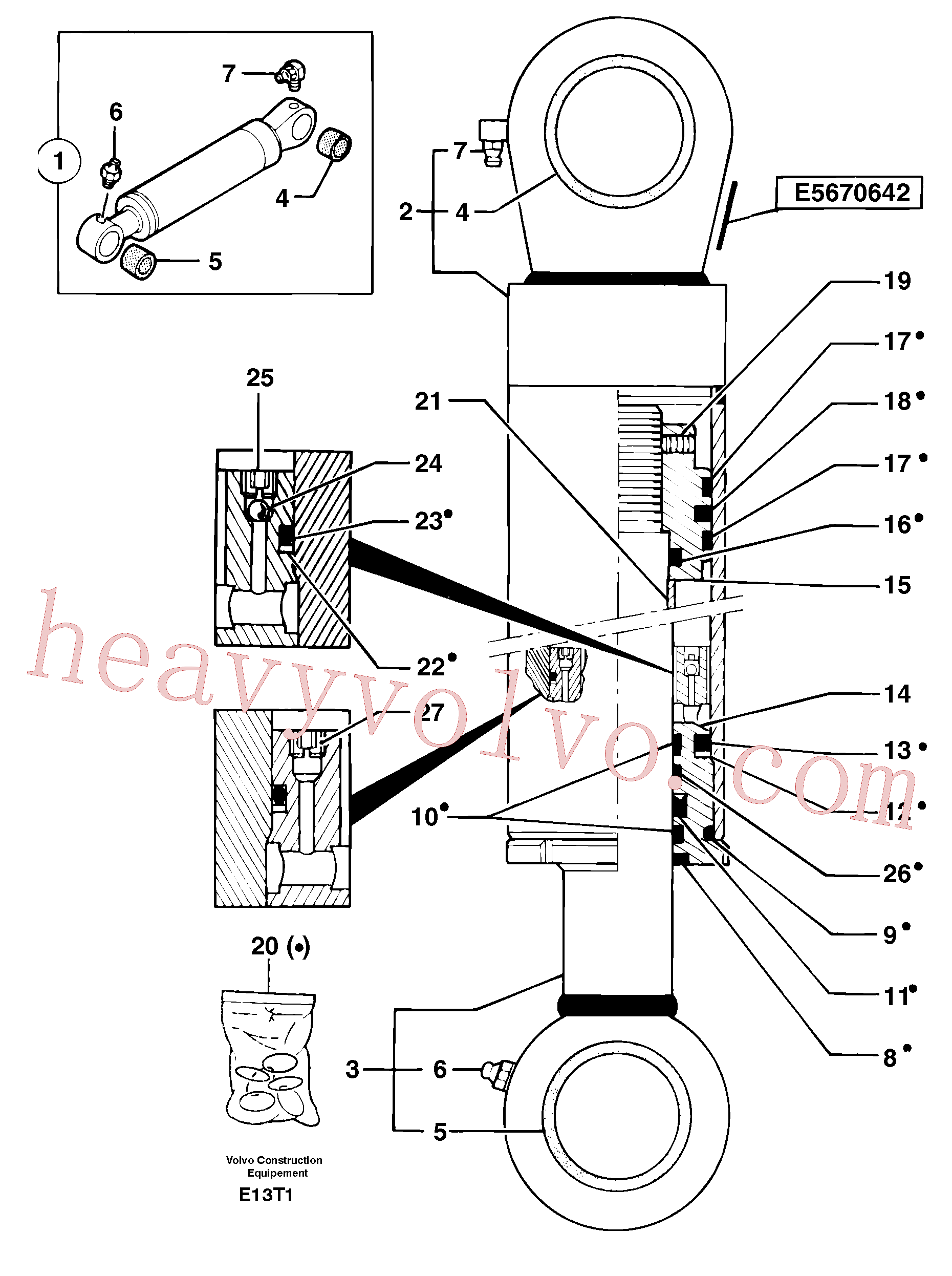 PJ7412472 for Volvo Boom cylinder(E13T1 assembly)