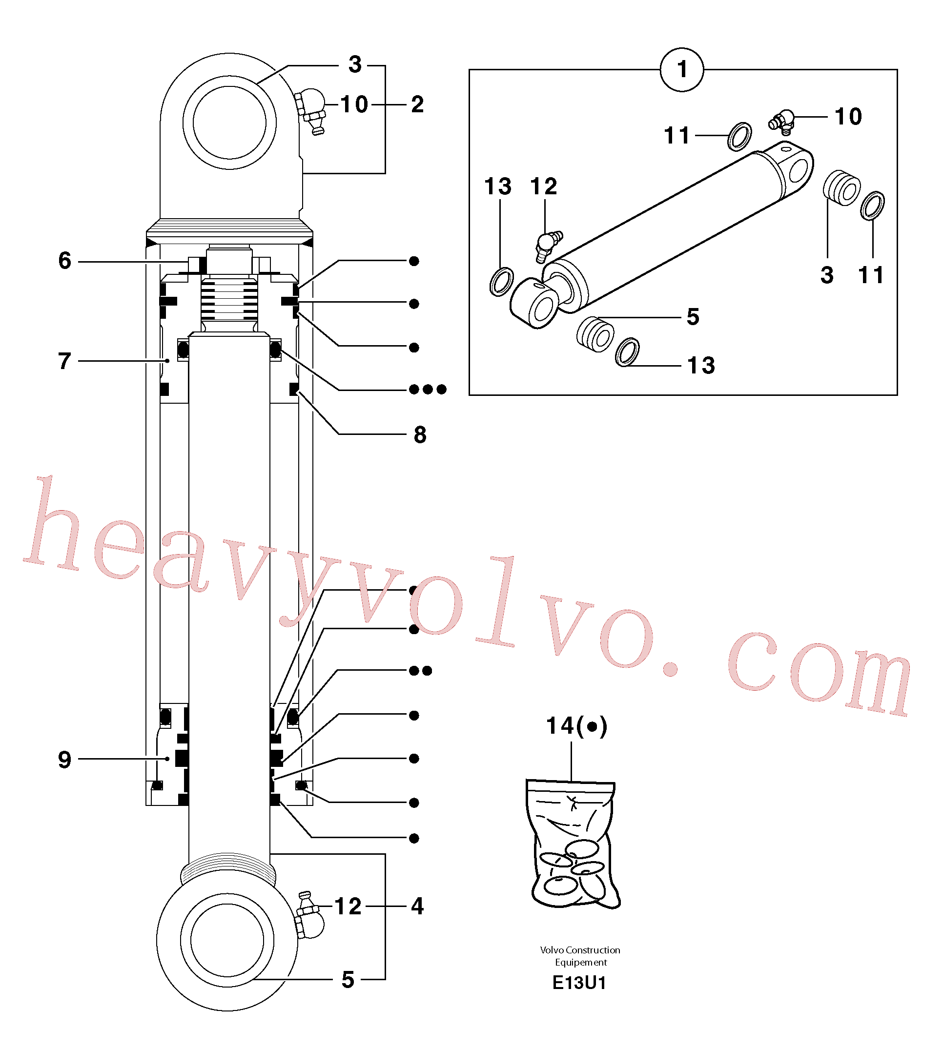 PJ3870235 for Volvo Boom cylinder(E13U1 assembly)