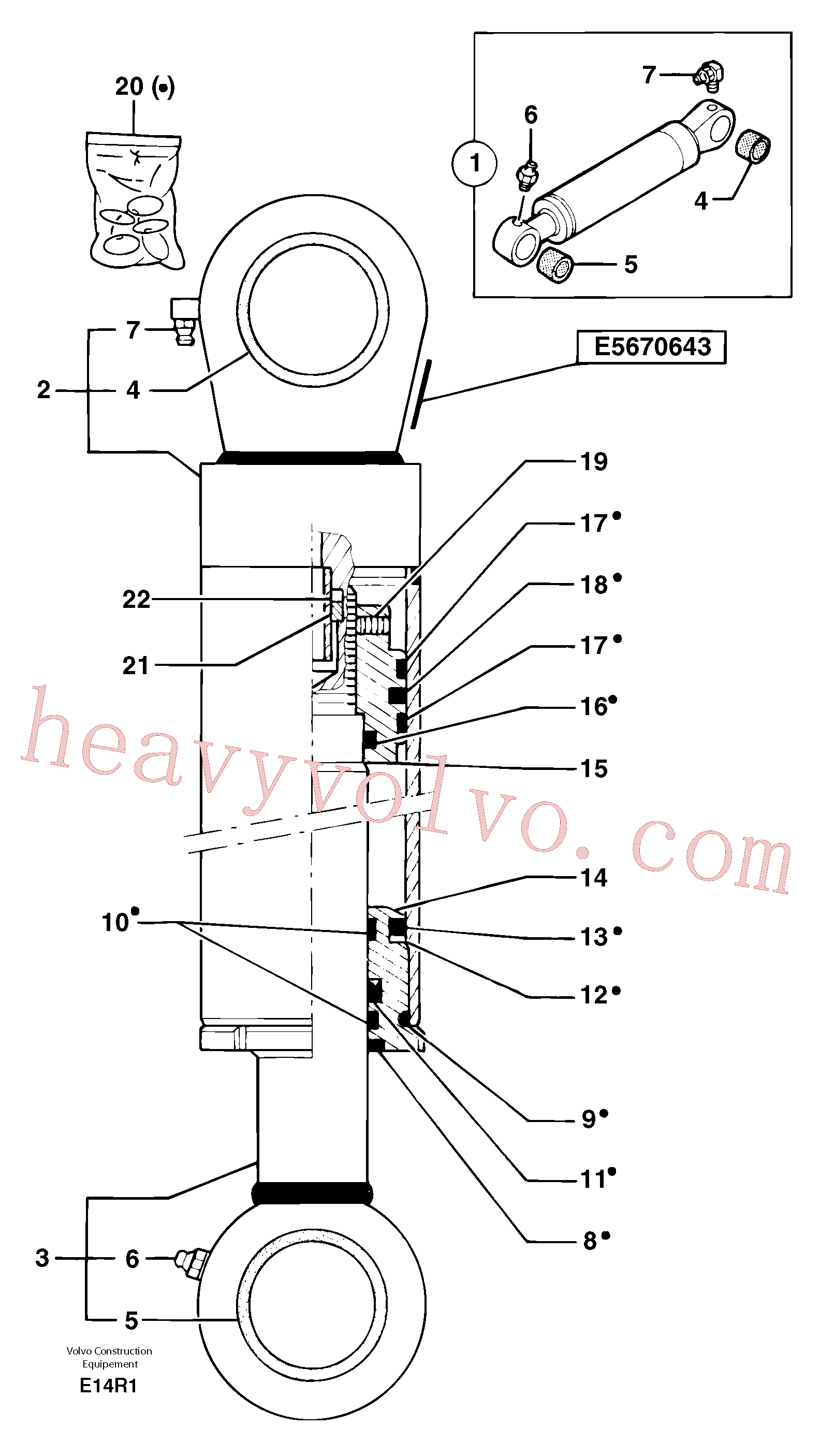 PJ5670643 for Volvo Dipper arm cylinder(E14R1 assembly)