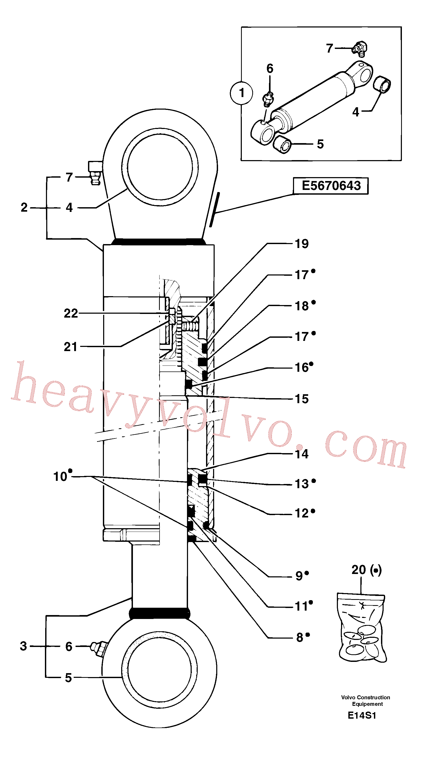 PJ5670643 for Volvo Dipper arm cylinder(E14S1 assembly)