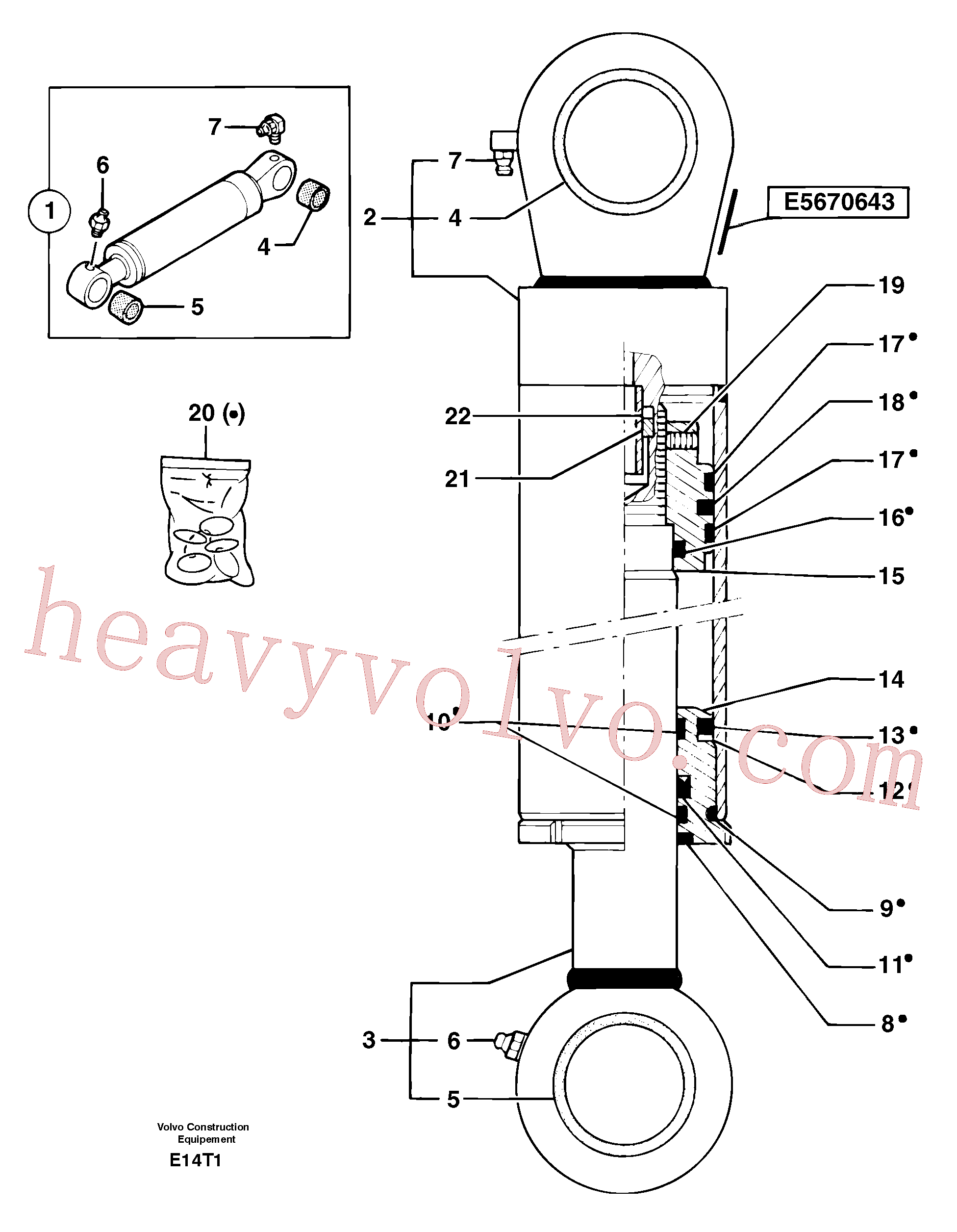 PJ5670643 for Volvo Dipper arm cylinder(E14T1 assembly)