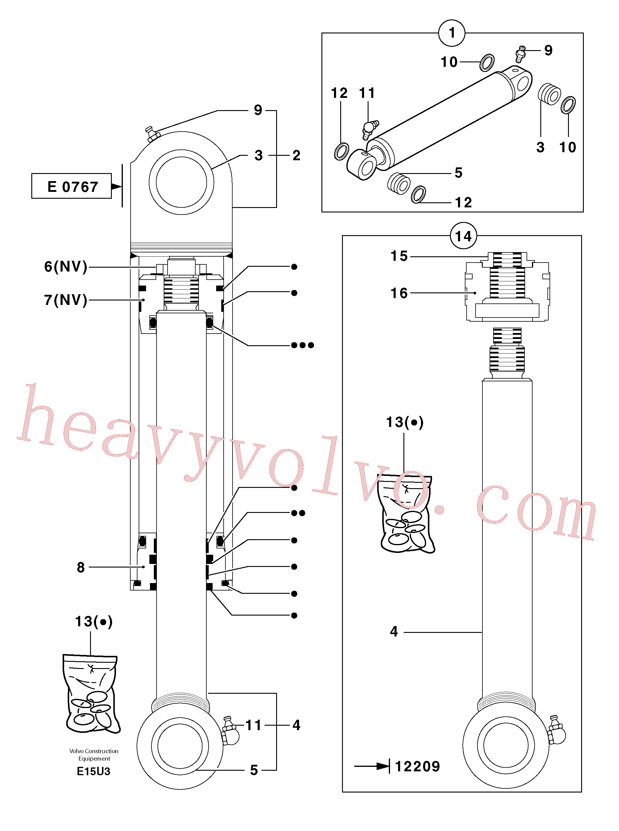 PJ5940308 for Volvo Bucket cylinder(E15U3 assembly)