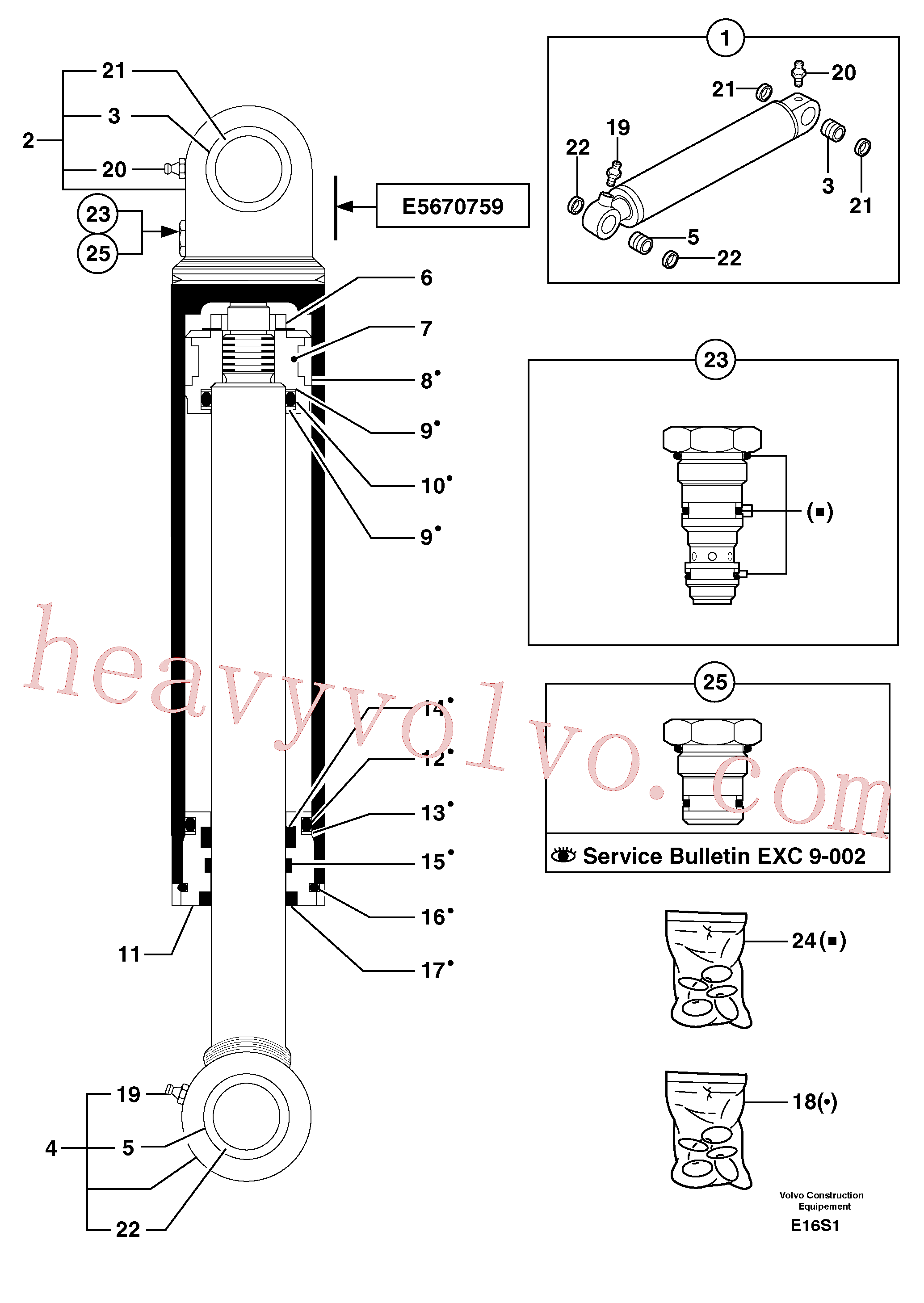 PJ6140034 for Volvo Dozer blade cylinder / stabiliser cylinder(E16S1 assembly)