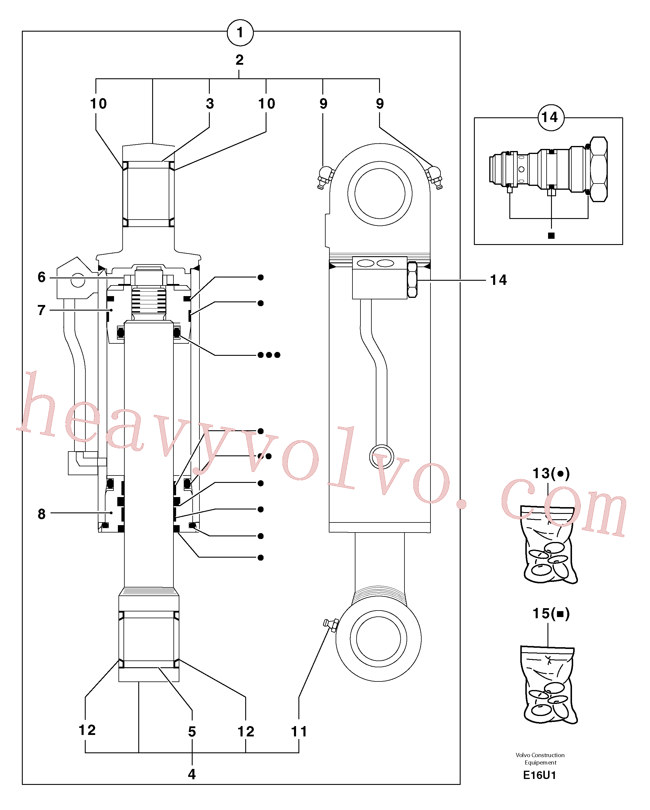 PJ5960045 for Volvo Dozer blade cylinder(E16U1 assembly)