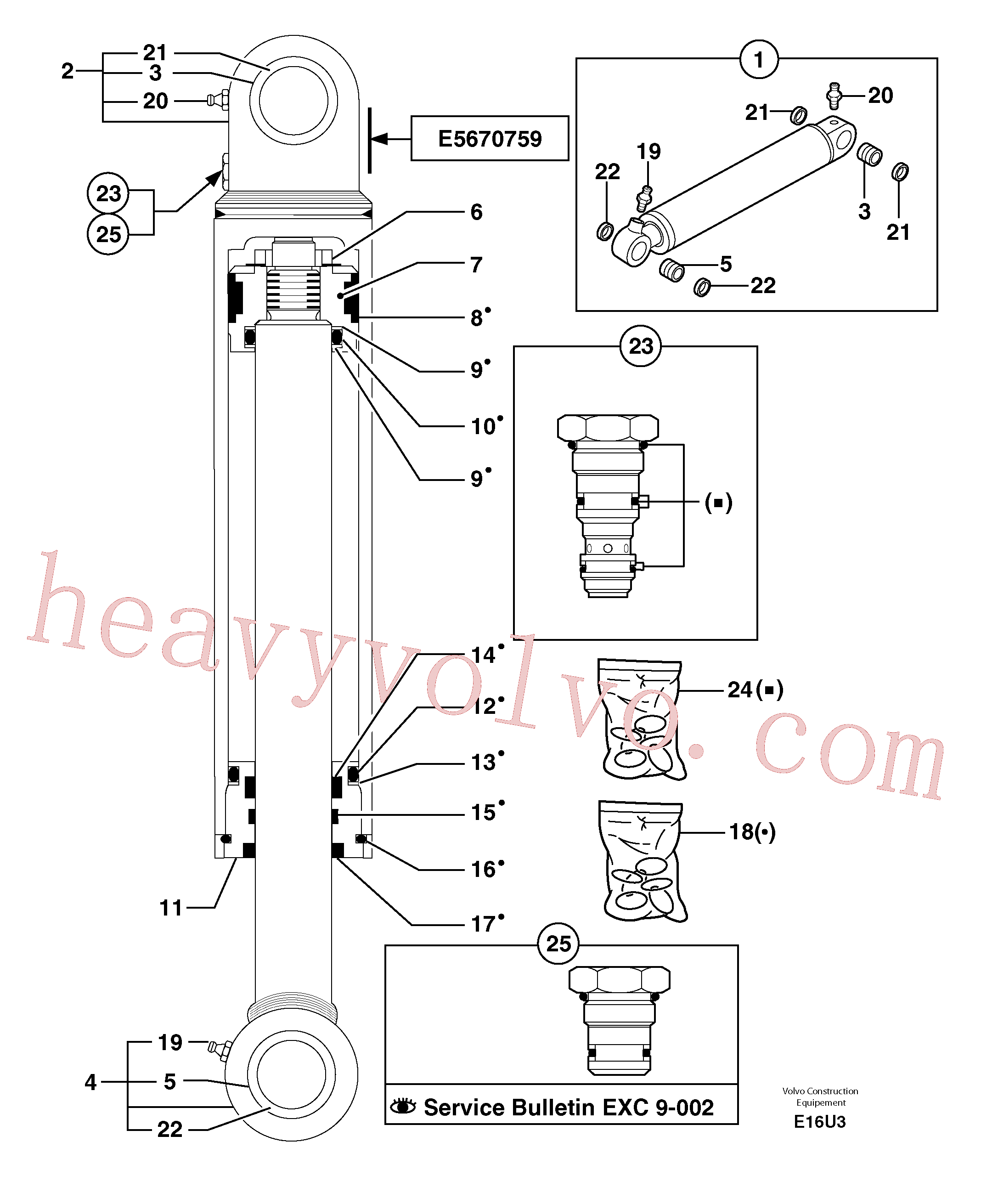 PJ6140034 for Volvo Dozer blade cylinder / stabiliser cylinder(E16U3 assembly)