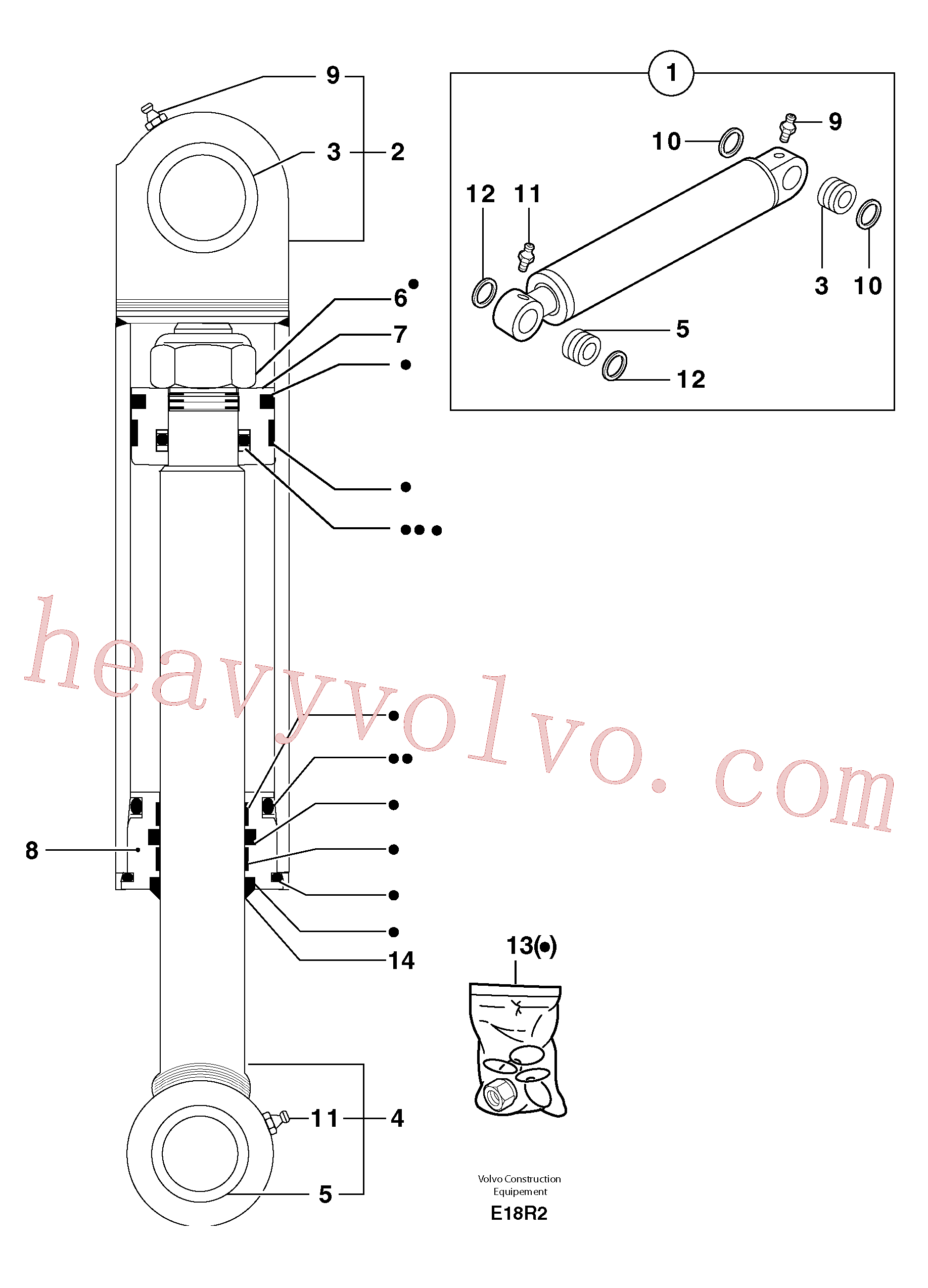 PJ5960093 for Volvo Intermediate boom cylinder(E18R2 assembly)