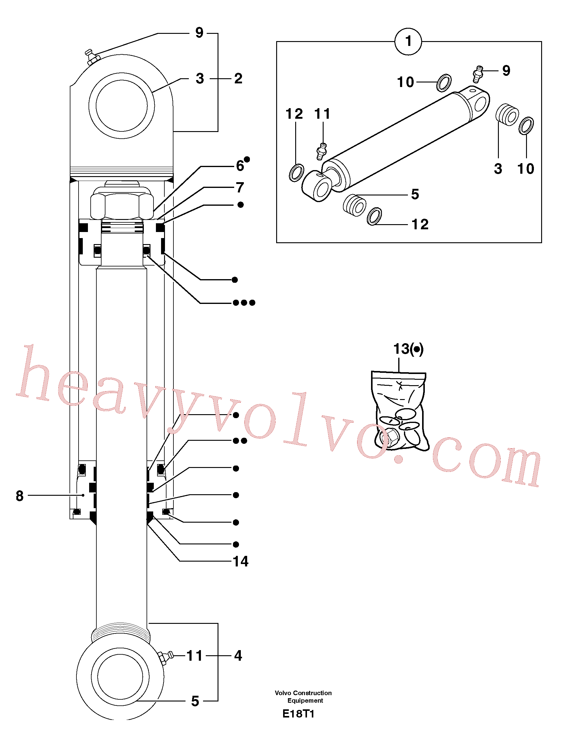 PJ5960093 for Volvo Intermediate boom cylinder(E18T1 assembly)