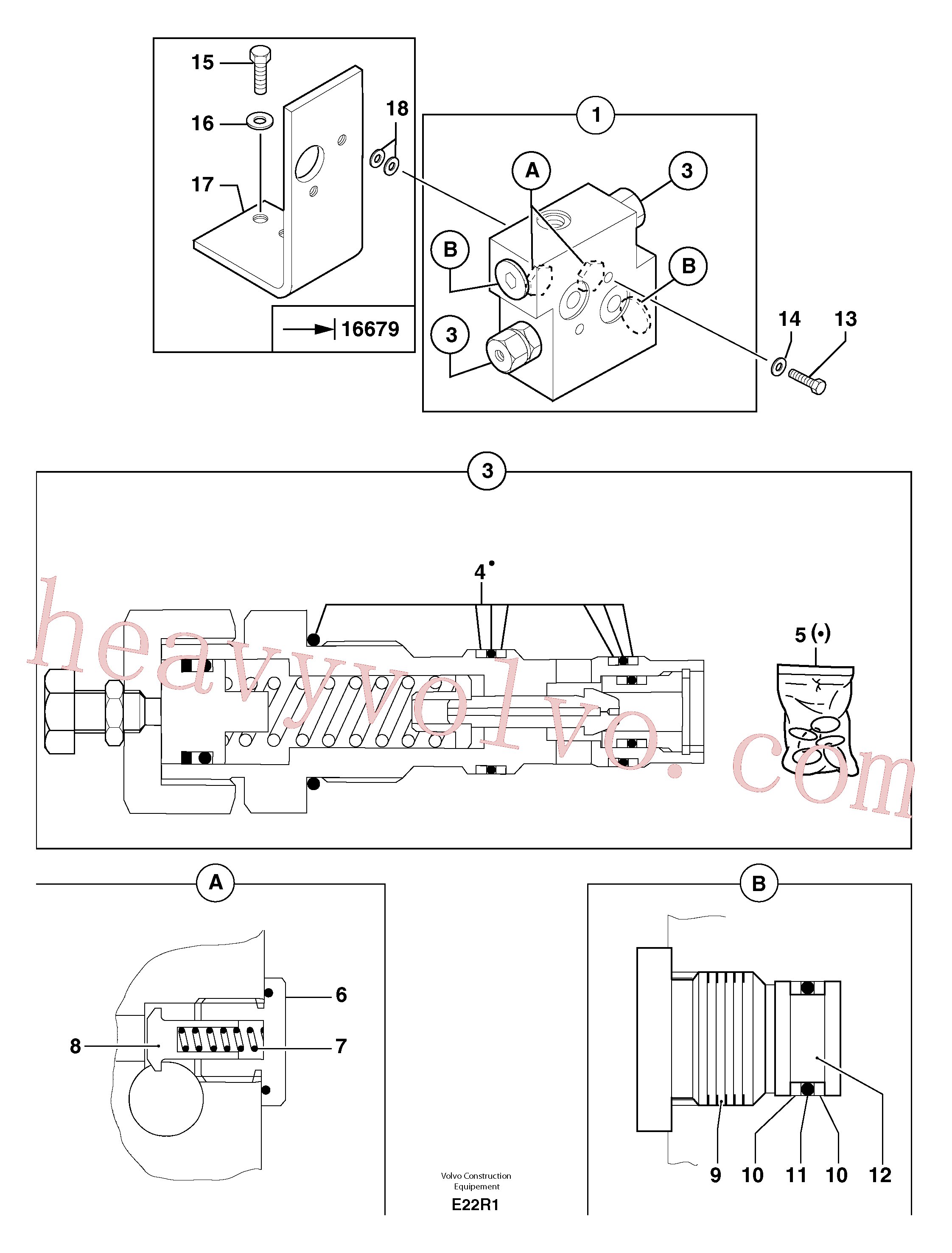 PJ3560550 for Volvo Pressure relief valve ( slewing )(E22R1 assembly)