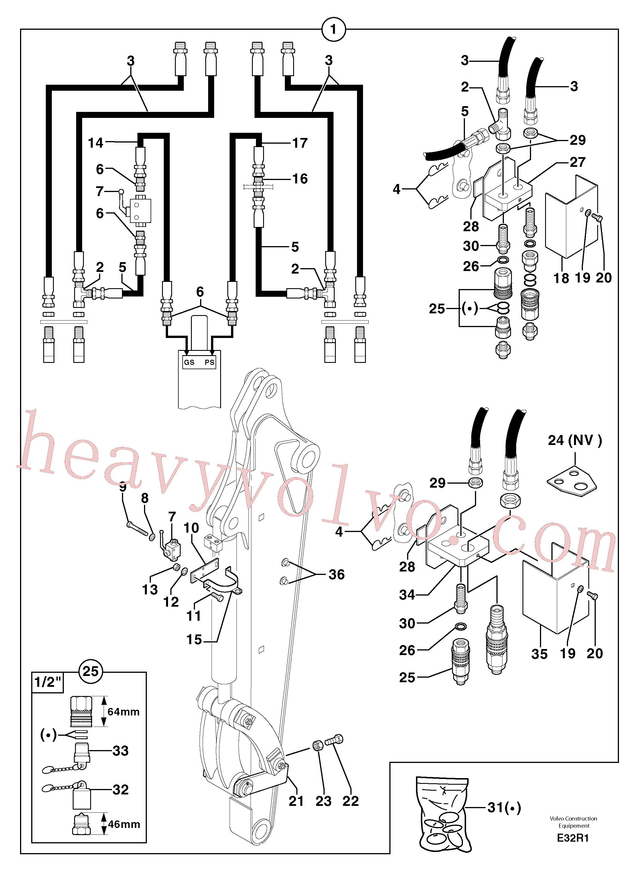 PJ4380089 for Volvo Hydr. circuit. ( attachment ) ( grab jaw )(E32R1 assembly)