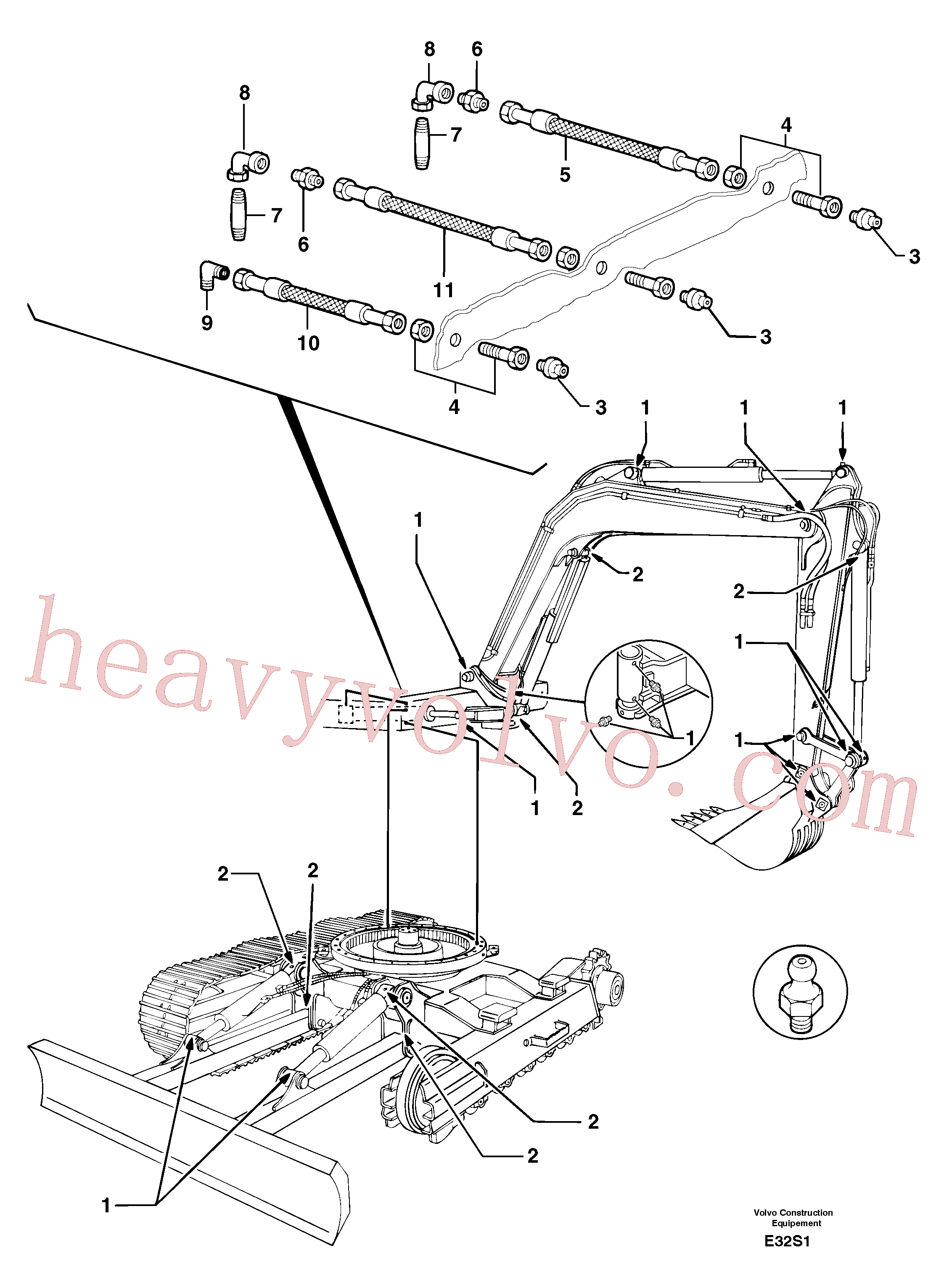 PJ5580006/50 for Volvo Lubrication chart(E32S1 assembly)