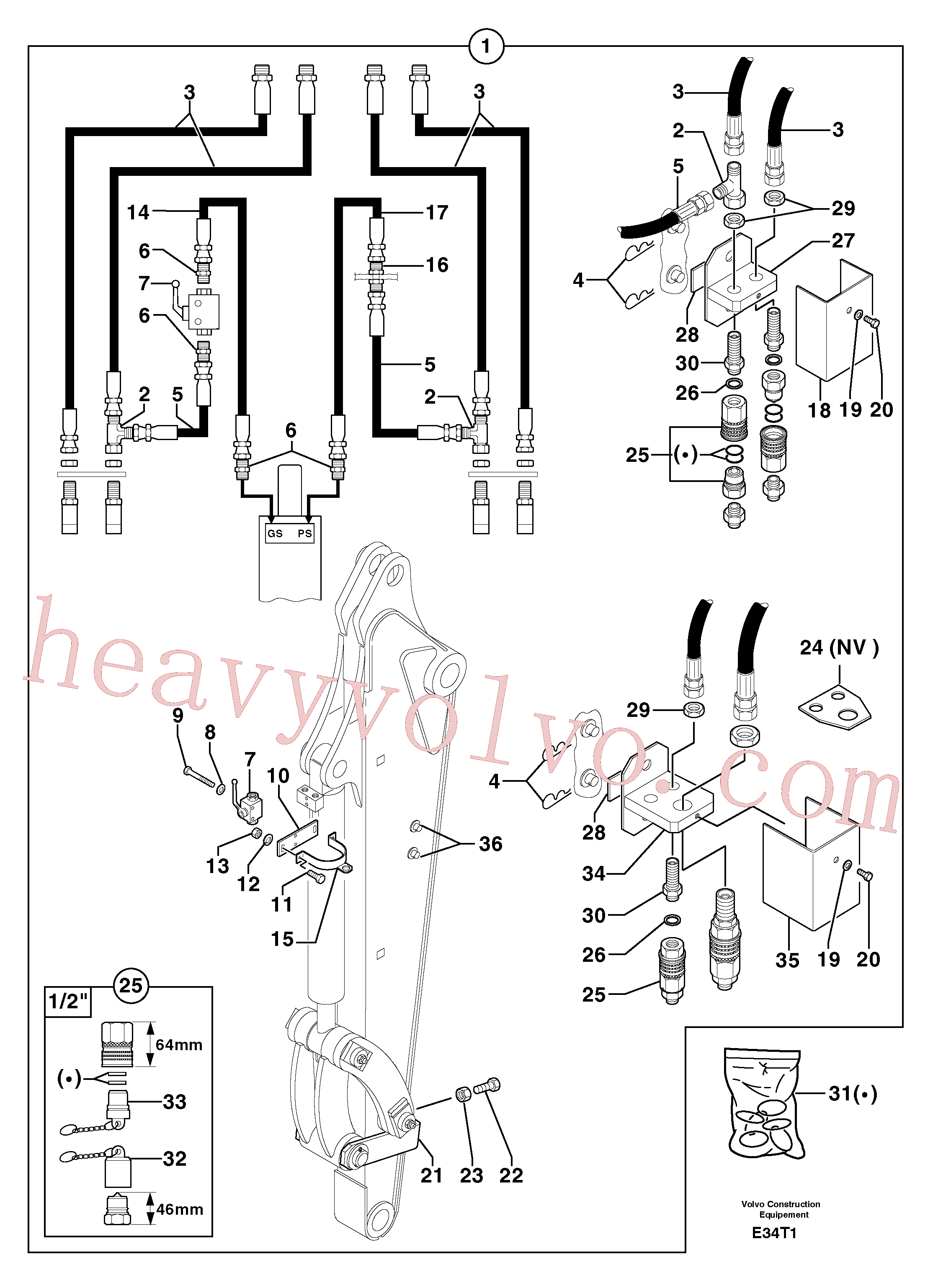 PJ4380089 for Volvo Hydr. circuit. ( attachment ) ( grab jaw )(E34T1 assembly)